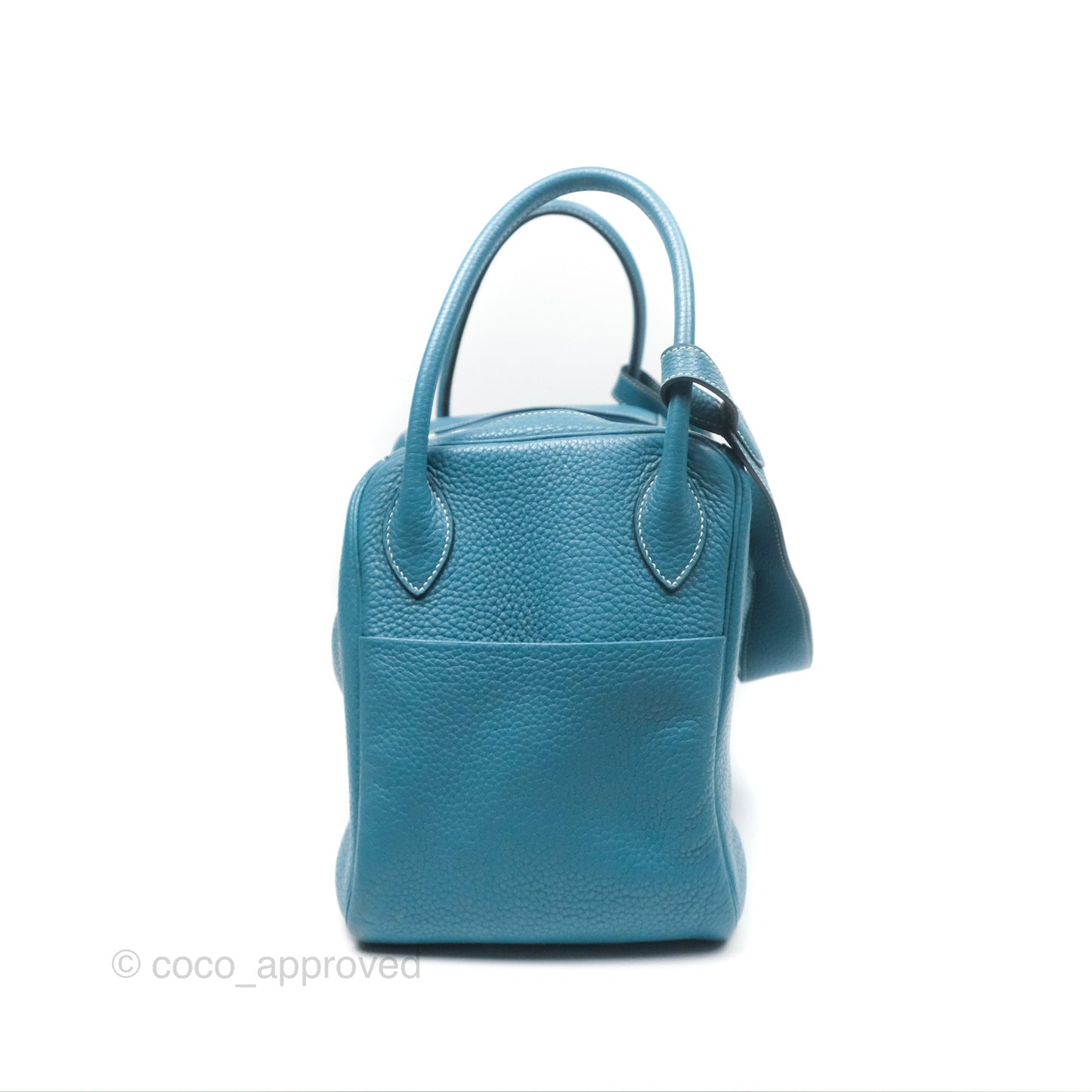 Hermès Lindy 34 Blue Jean Clemence Palladium Hardware