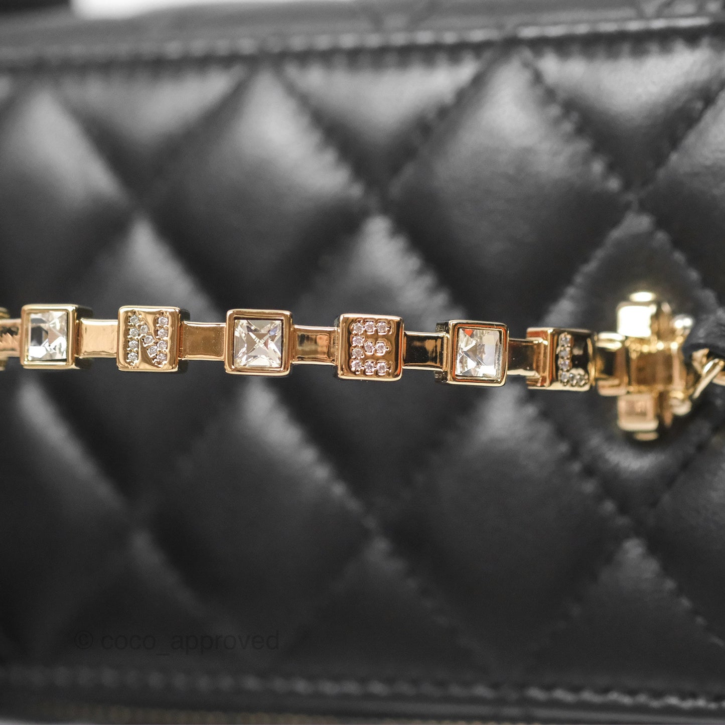 Chanel Vanity Rectangular Top Handle Black Lambskin Gold Hardware