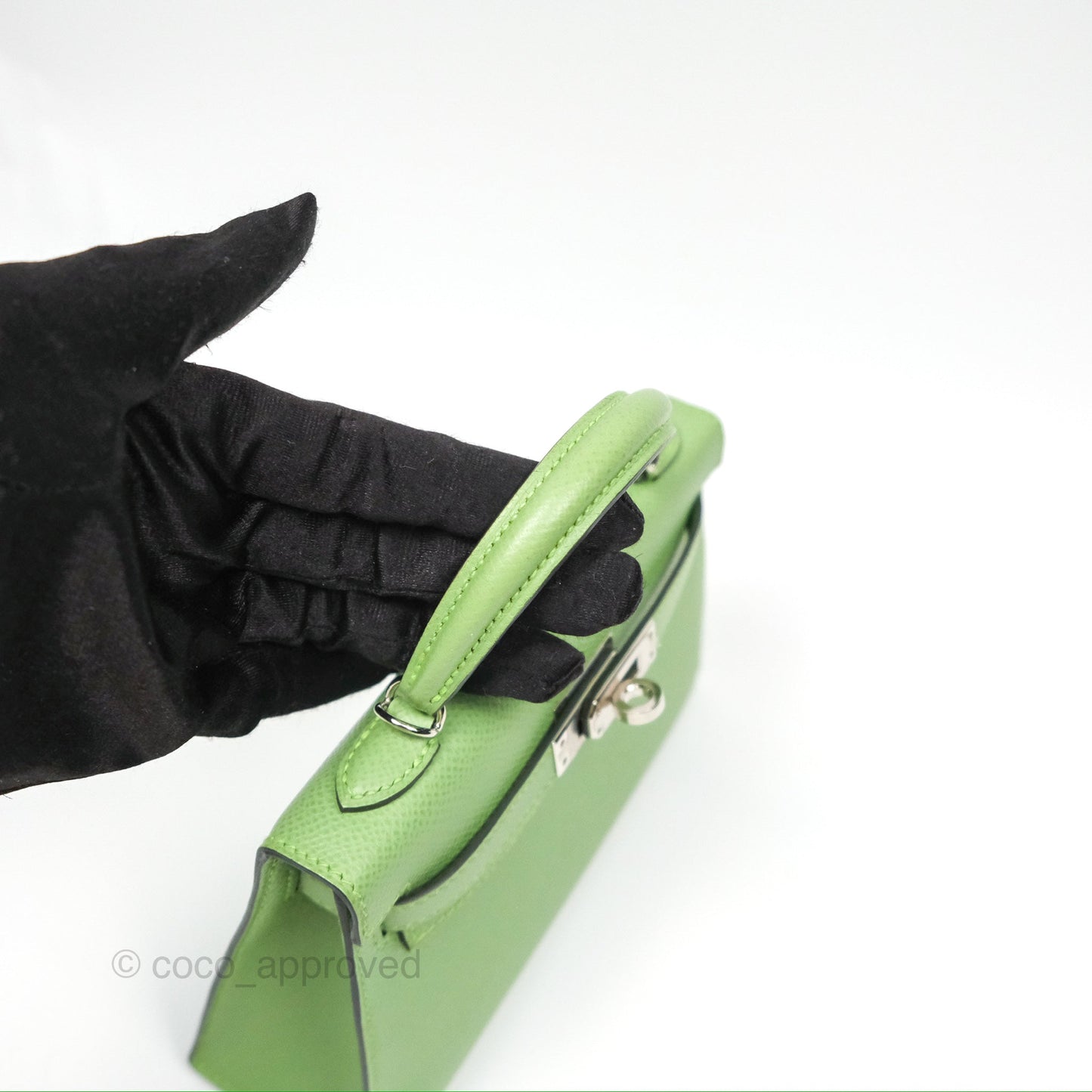 Hermès Mini Kelly II Vert Criquet Epsom Palladium Hardware