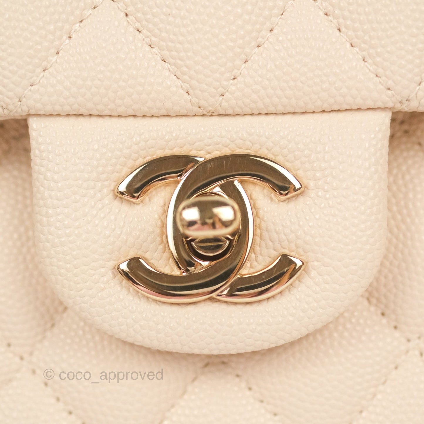 Chanel Small Classic Quilted Flap Light Ivory Beige Caviar Gold Hardware 20C