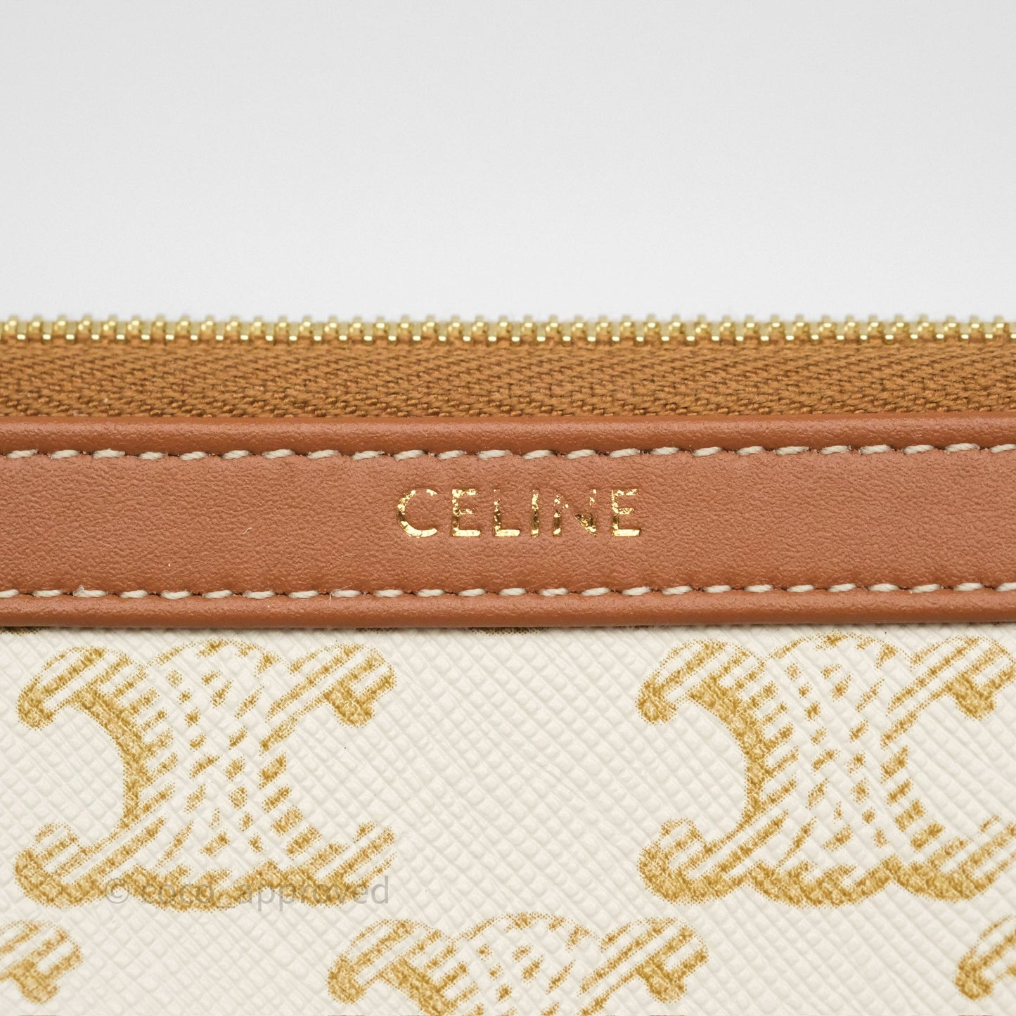 Celine Large Cosmetic Pouch White Triomphe Canvas