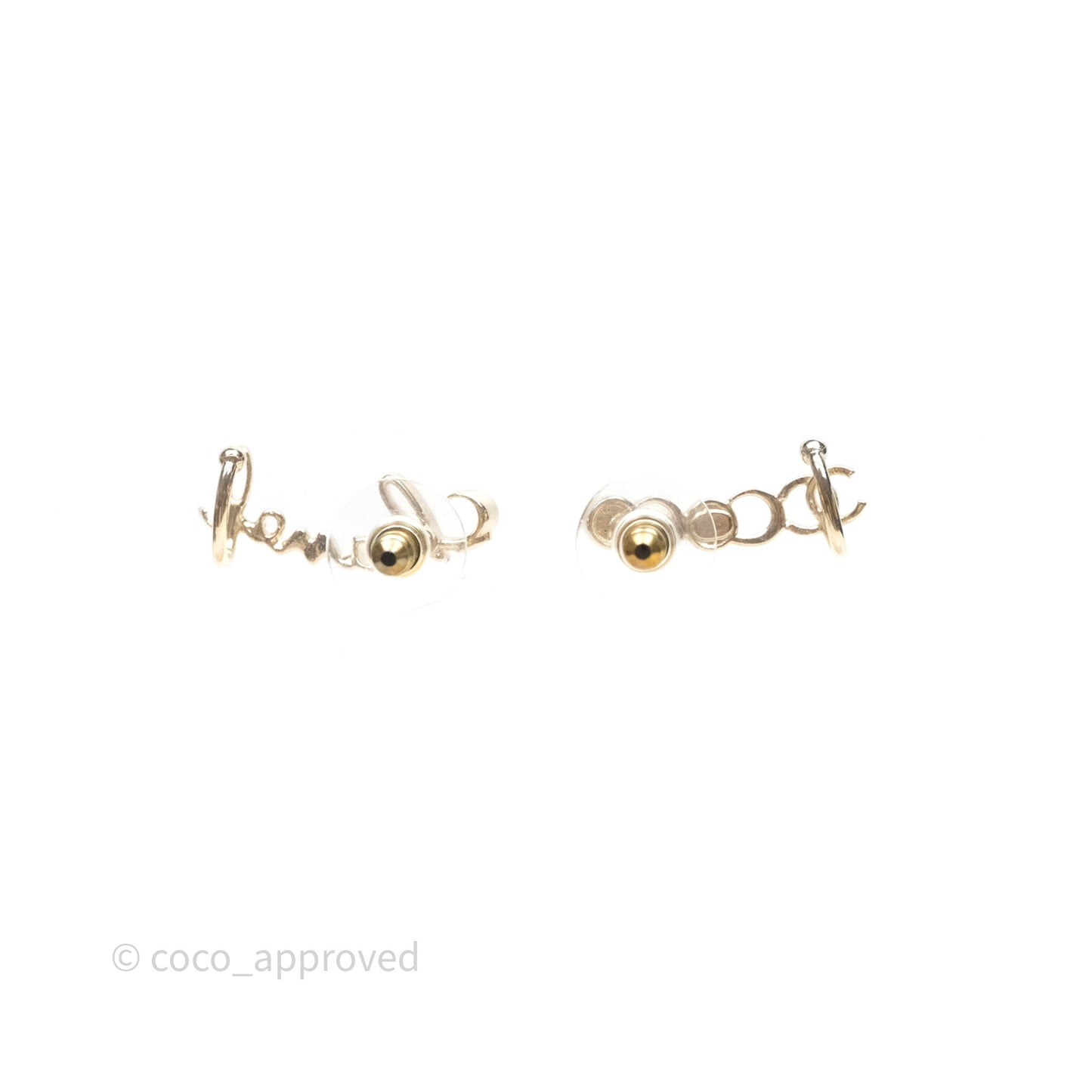 Chanel CC Coco Crystal Earrings Ear Cuff Gold Tone 22P