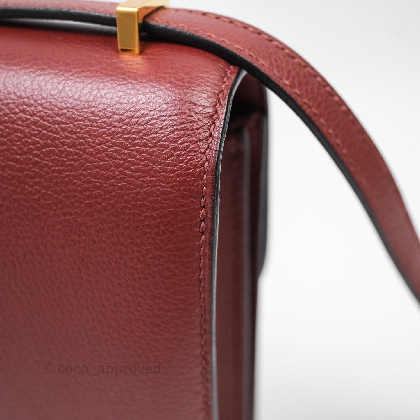 Hermès Mini Constance Rouge H Evercolor Gold Hardware