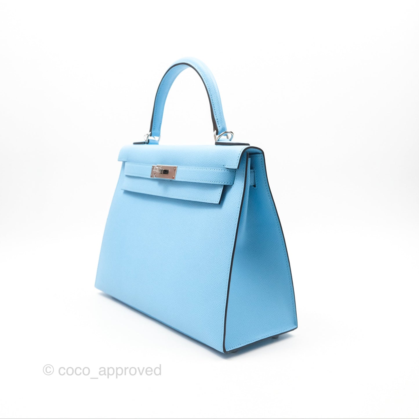 Hermès Sellier Kelly 28 Celeste 7N Epsom Palladium Hardware