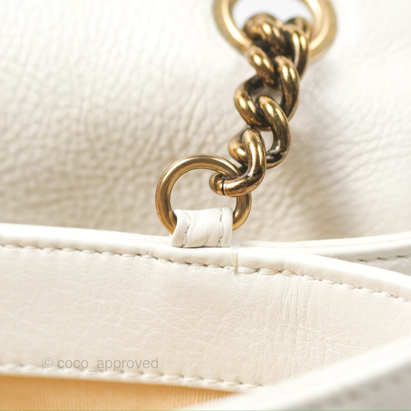 Chanel CC Crown Flap White Calfskin Antique Gold Hardware