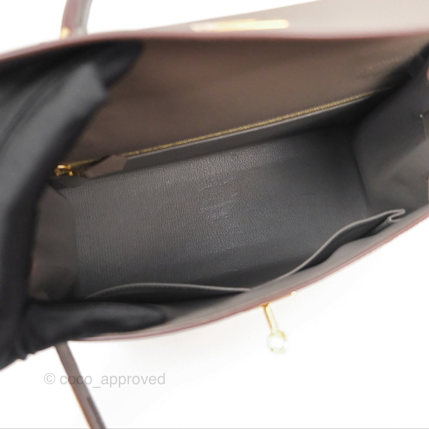 Hermès Kelly Sellier 28 Gris Etain 8F Epsom Gold Hardware