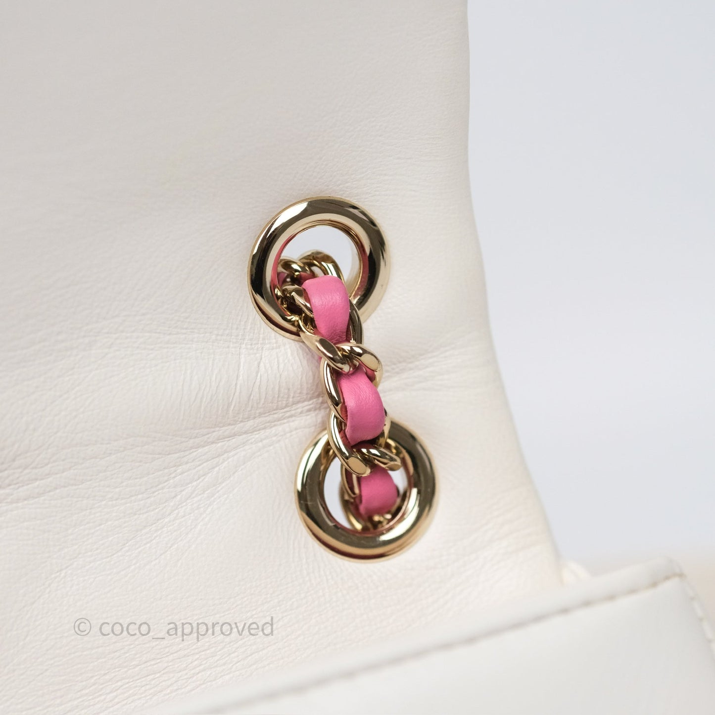 Chanel Small Entwined Chain Flap White Lambskin Gold Hardware