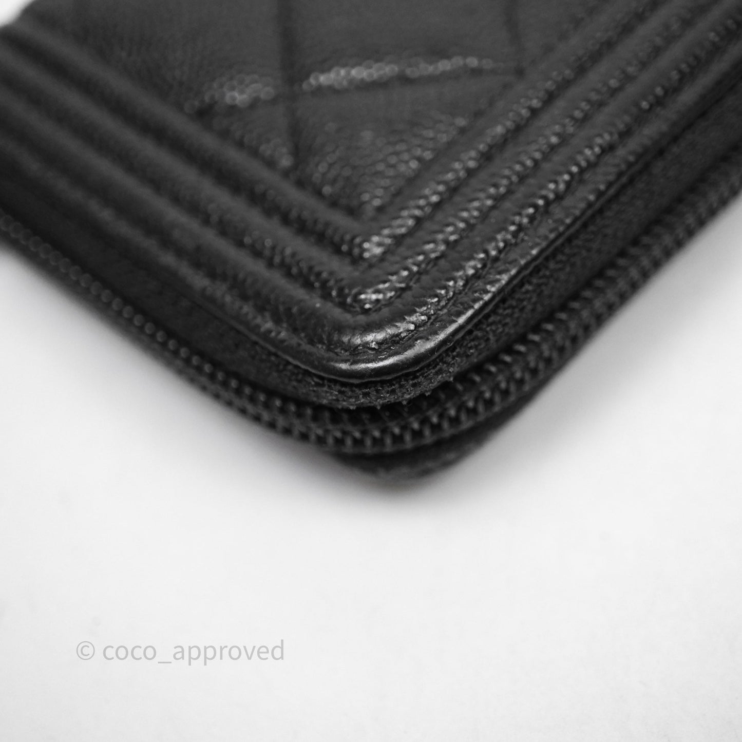 Chanel Boy Zip Wallet Black Caviar Gold Hardware