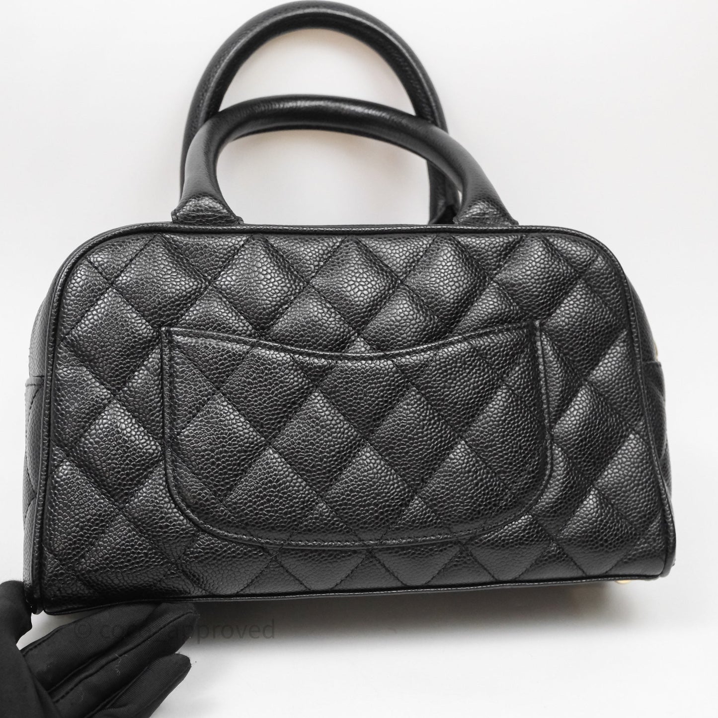 Chanel Vintage Mini CC Boston Bag Black Caviar Gold Hardware