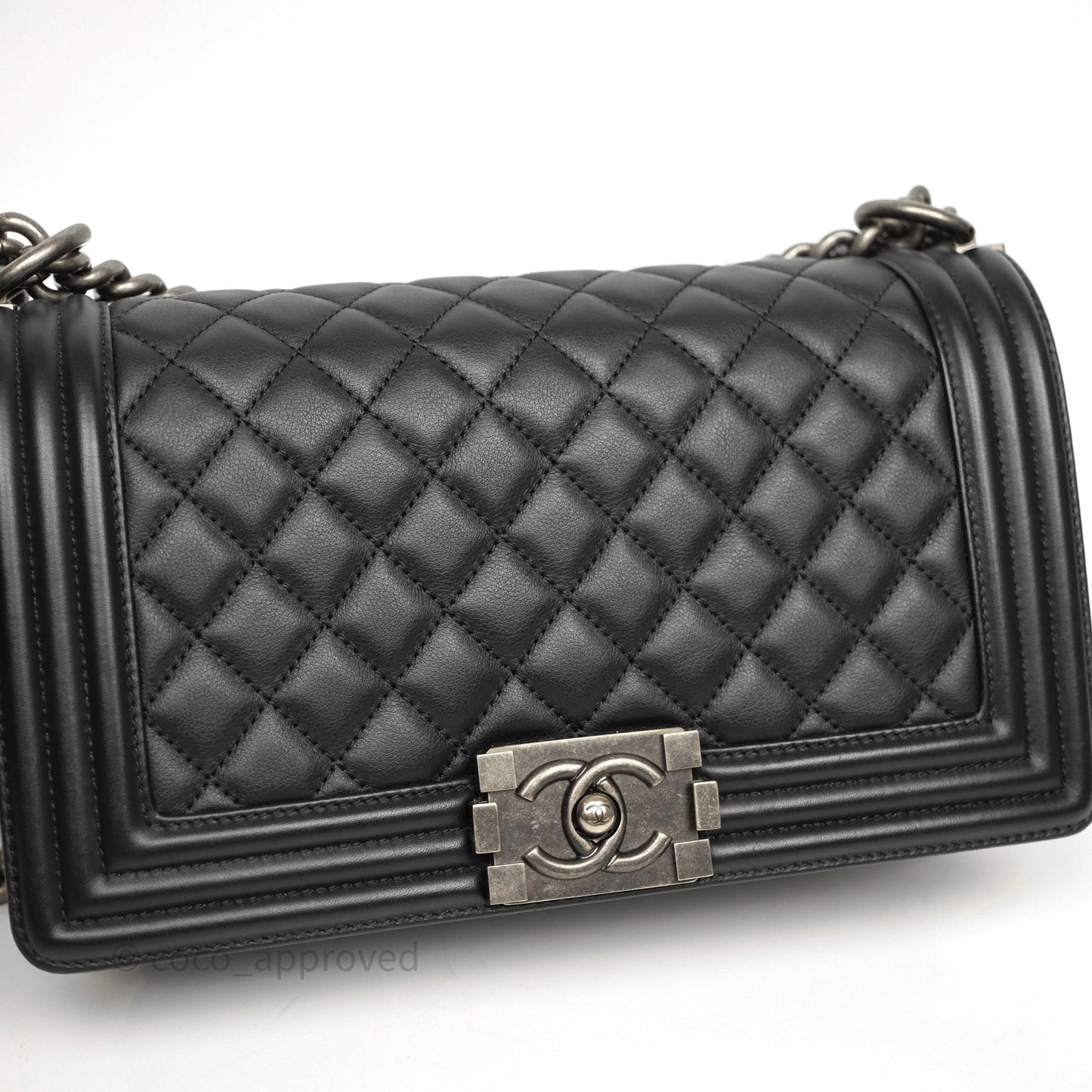 Chanel Quilted Medium Boy Black Calfskin Ruthenium Hardware