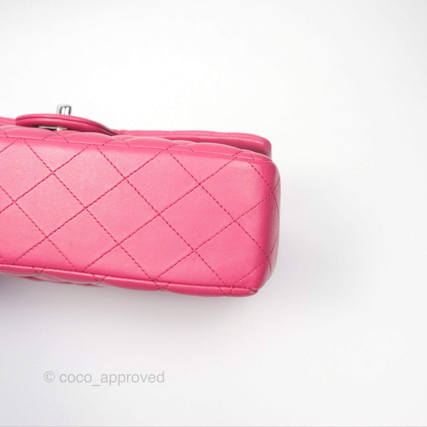 Chanel Classic M/L Medium Flap Quilted Dark Pink Lambskin Silver Hardware