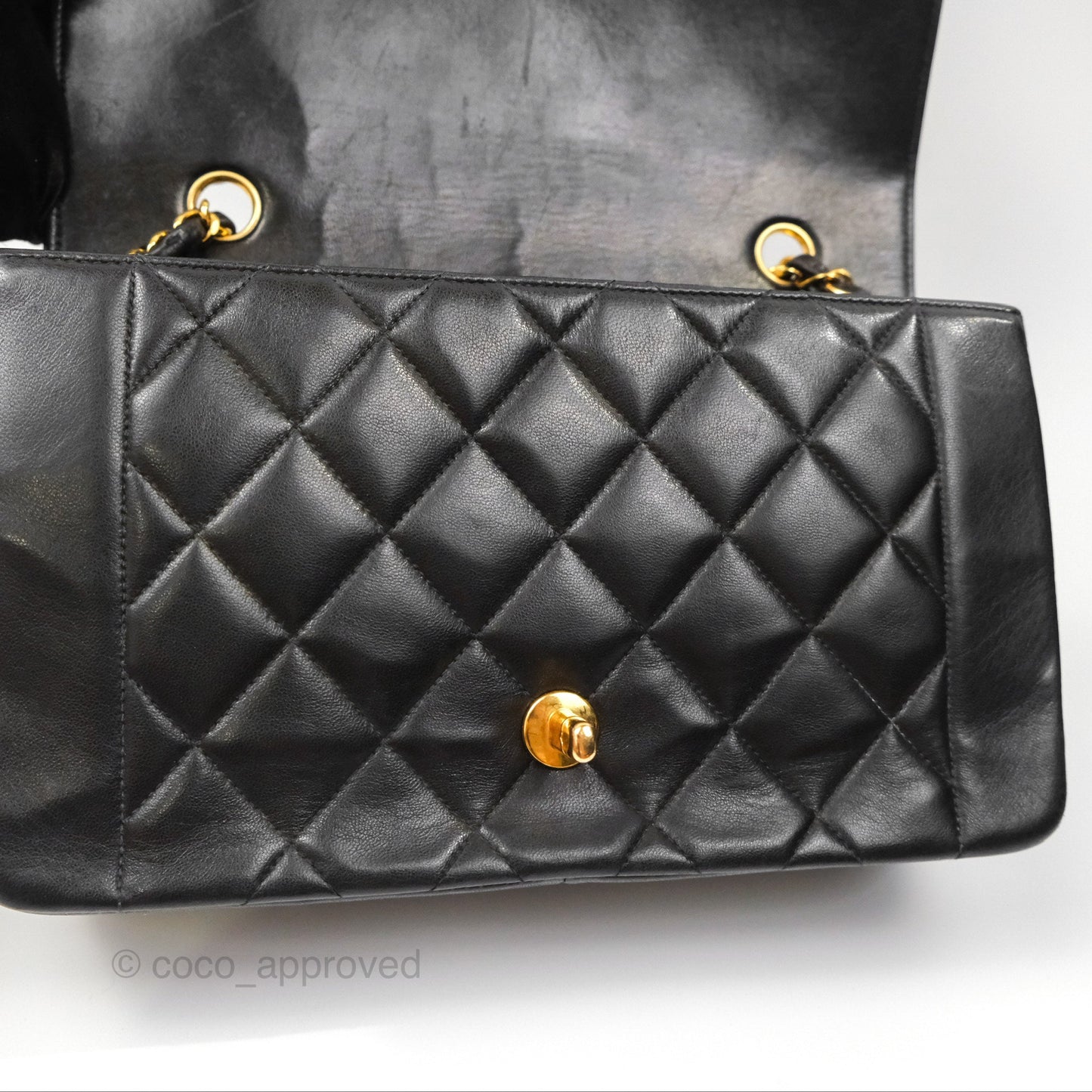 Chanel Vintage Quilted Medium Classic Diana Flap Bag Black Lambskin 24K Gold Hardware