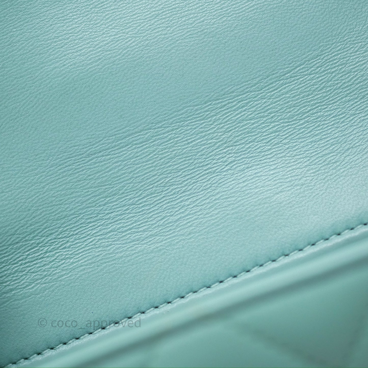 Chanel Quilted Small Circular Handle Bag Mint Green Aged Gold Hardware
