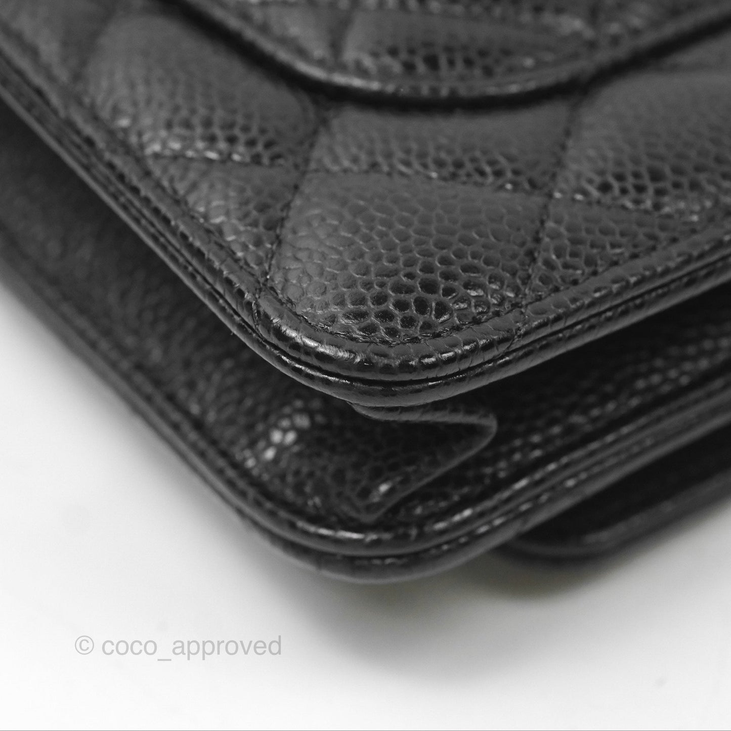 Chanel Quilted Classic Wallet On Chain WOC Black Caviar Silver Hardware