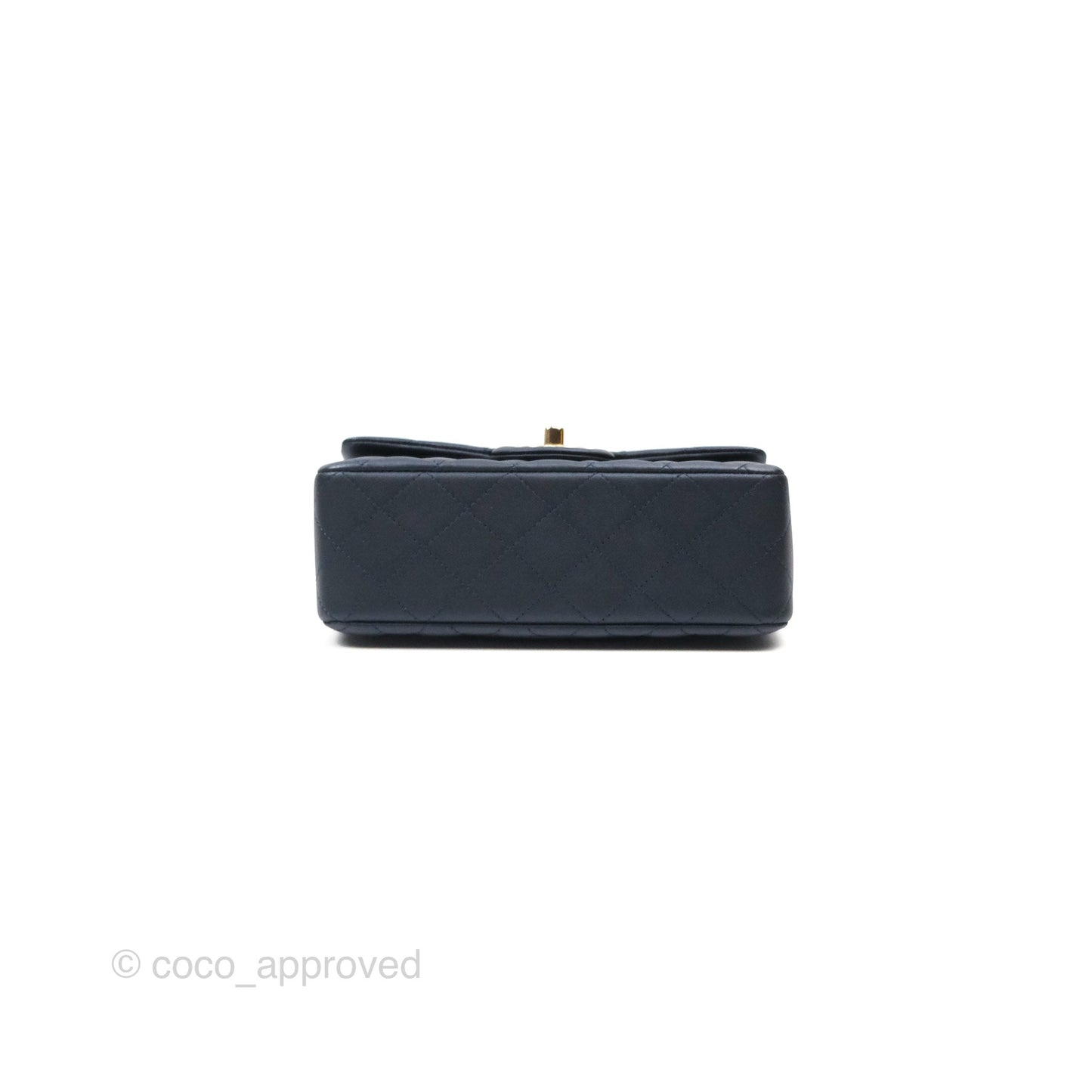 Chanel Top Handle Mini Rectangular Flap Bag Iridescent Navy Lambskin Gold Hardware
