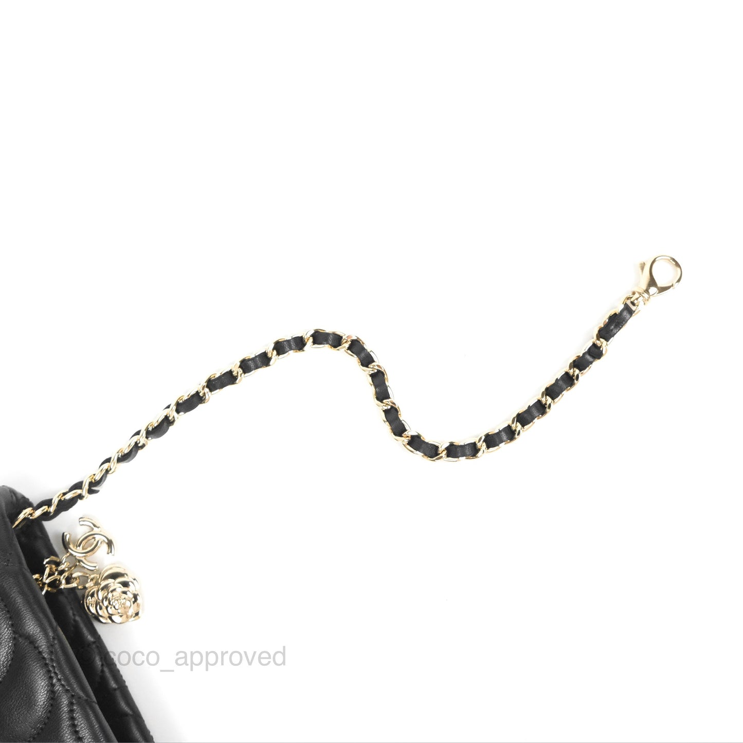 Chanel Camellia Pochette Clutch Black Lambskin Gold Hardware