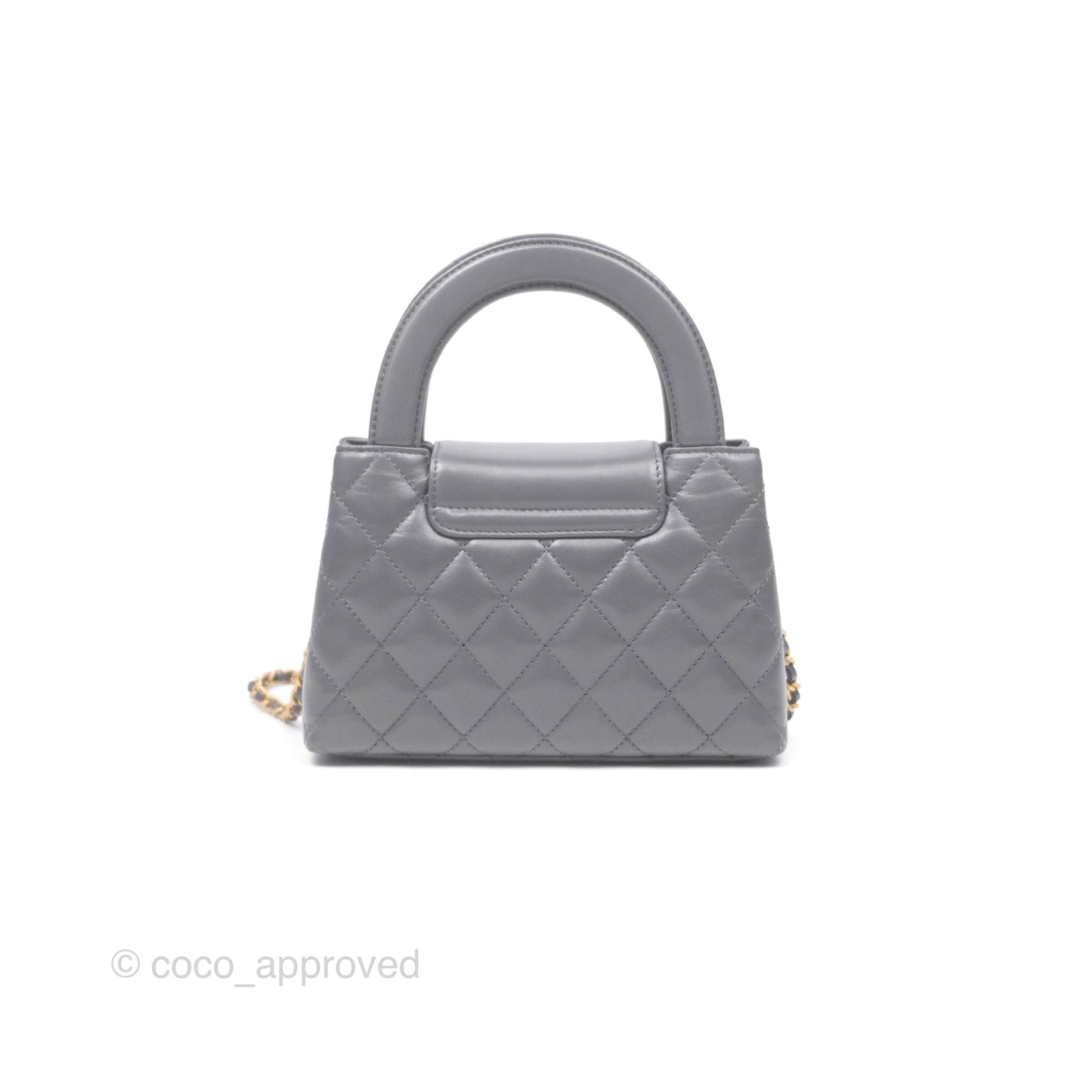 Chanel Kelly Bag Quilted Grey Shiny Calfskin Aged Gold Hardware