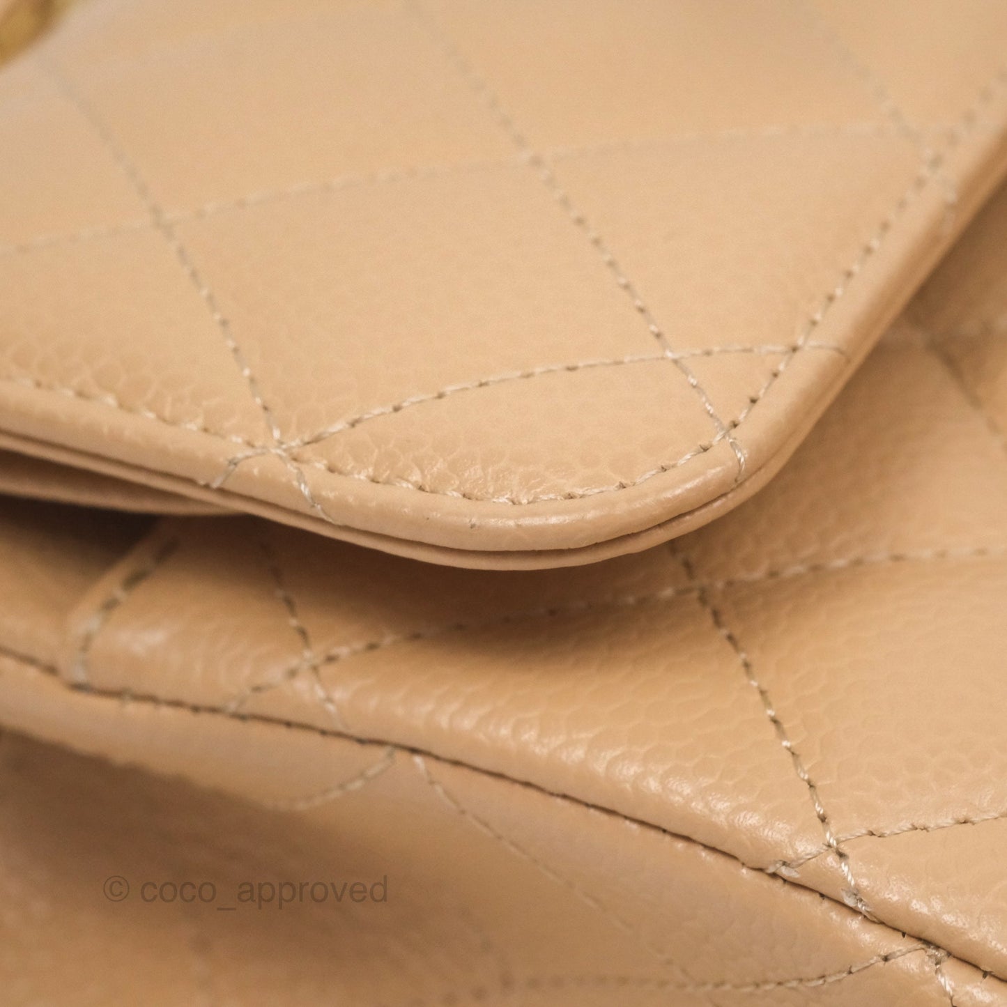Chanel Classic Small S/M Quilted Flap Beige Caviar Gold Hardware