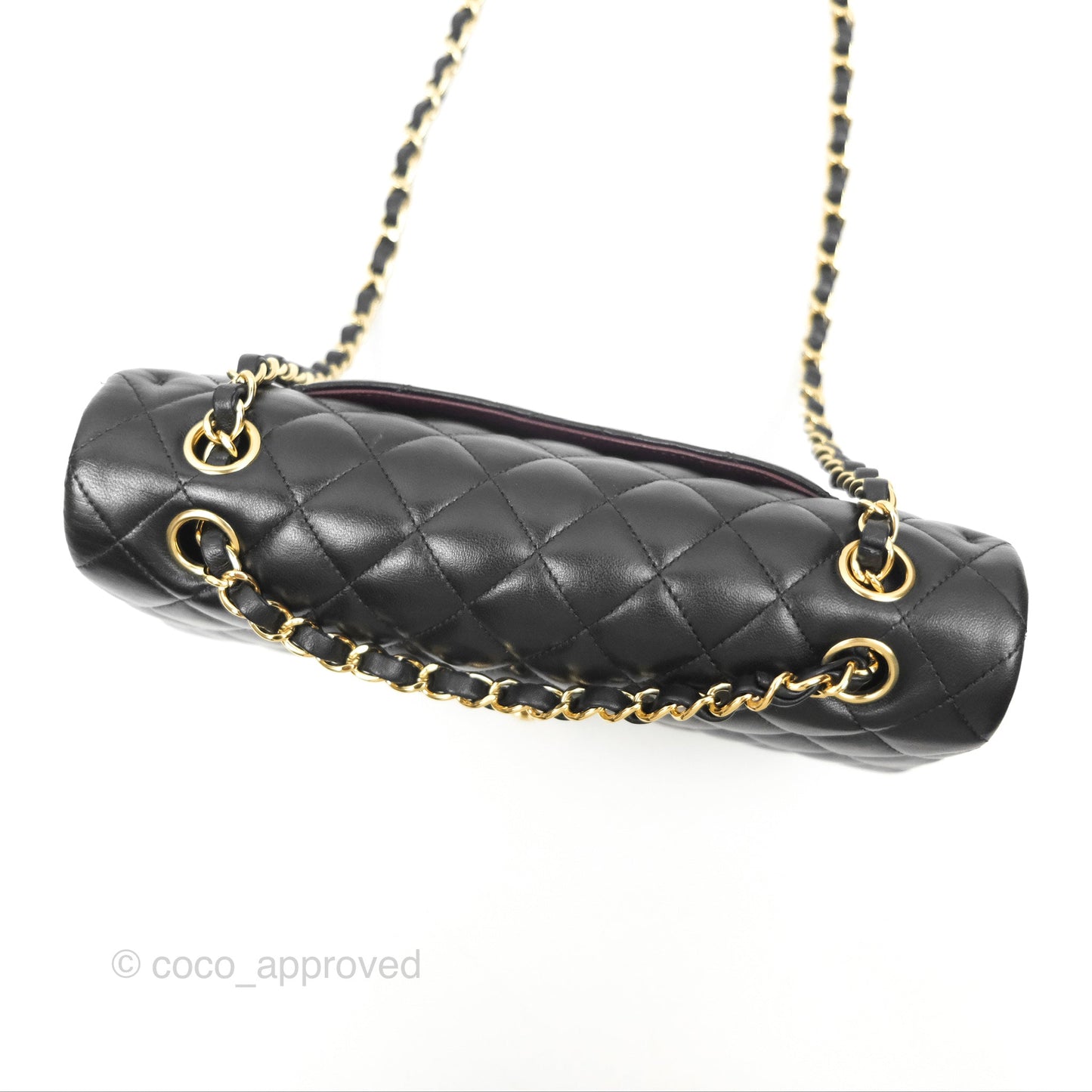 Chanel Classic M/L Medium Flap Quilted Black Lambskin Gold Hardware