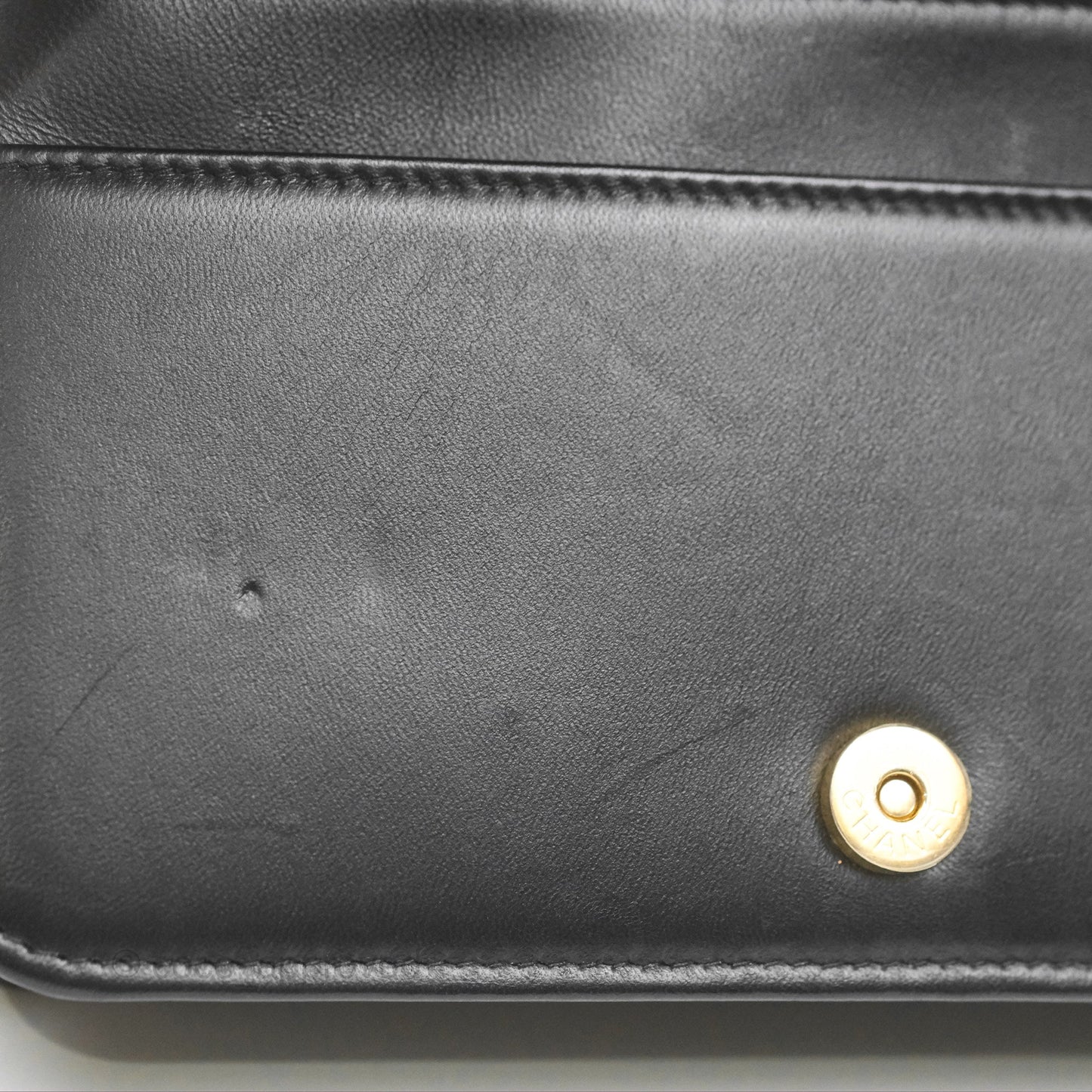Chanel Quilted Boy Wallet on Chain WOC Black Calfskin Aged Gold Hardware