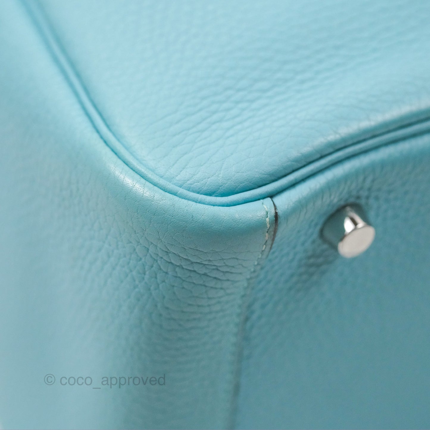 Hermès Lindy 30 Bleu Atoll Clemence Palladium Hardware