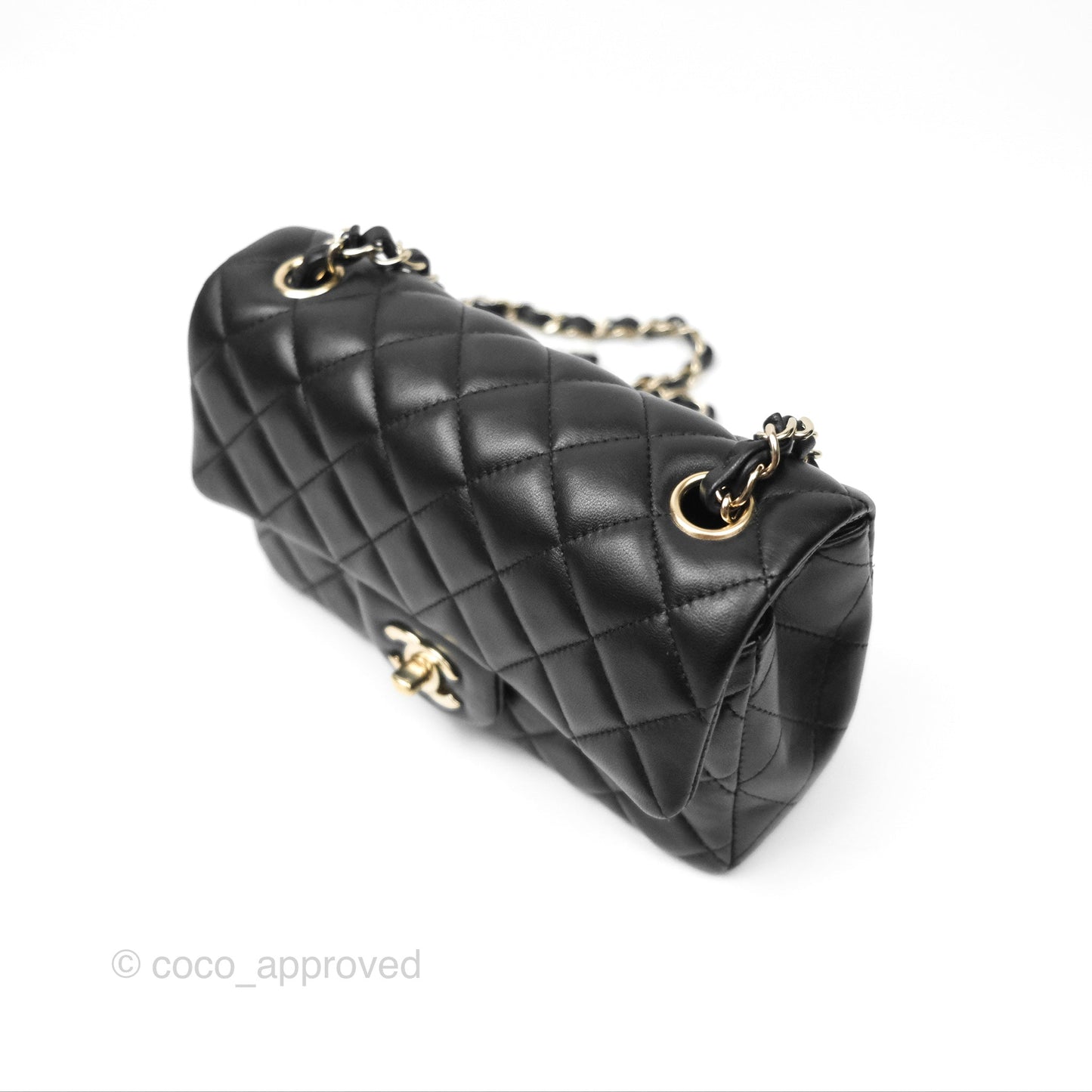 Chanel Mini Rectangular Quilted Black Lambskin Gold Hardware