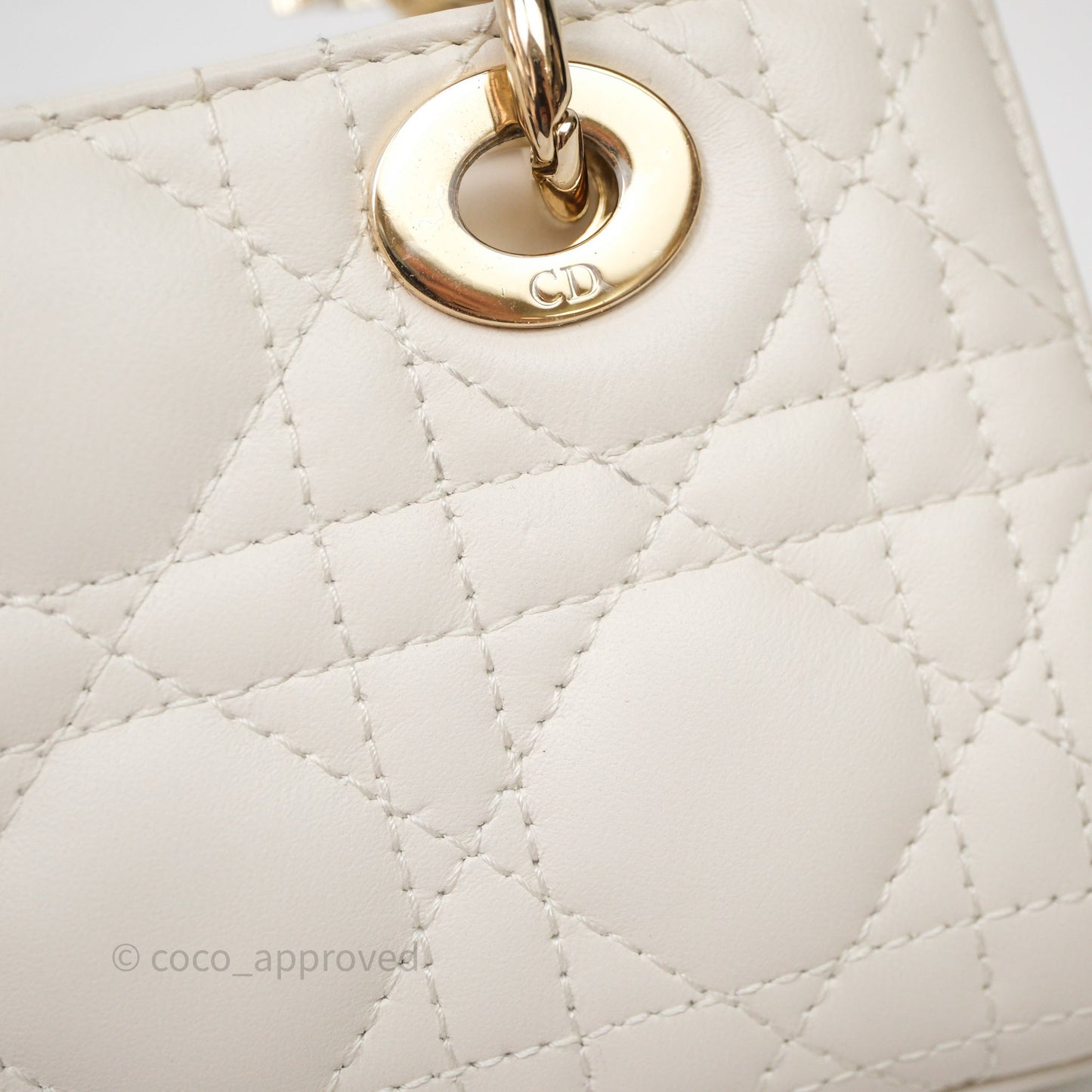 Christian Dior Micro Lady D-Joy Bag Latte Cannage Lambskin Gold Hardware