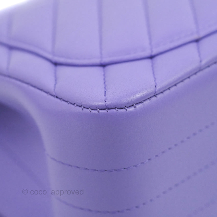 Chanel Mini Square Chevron Purple Lambskin Gold Hardware