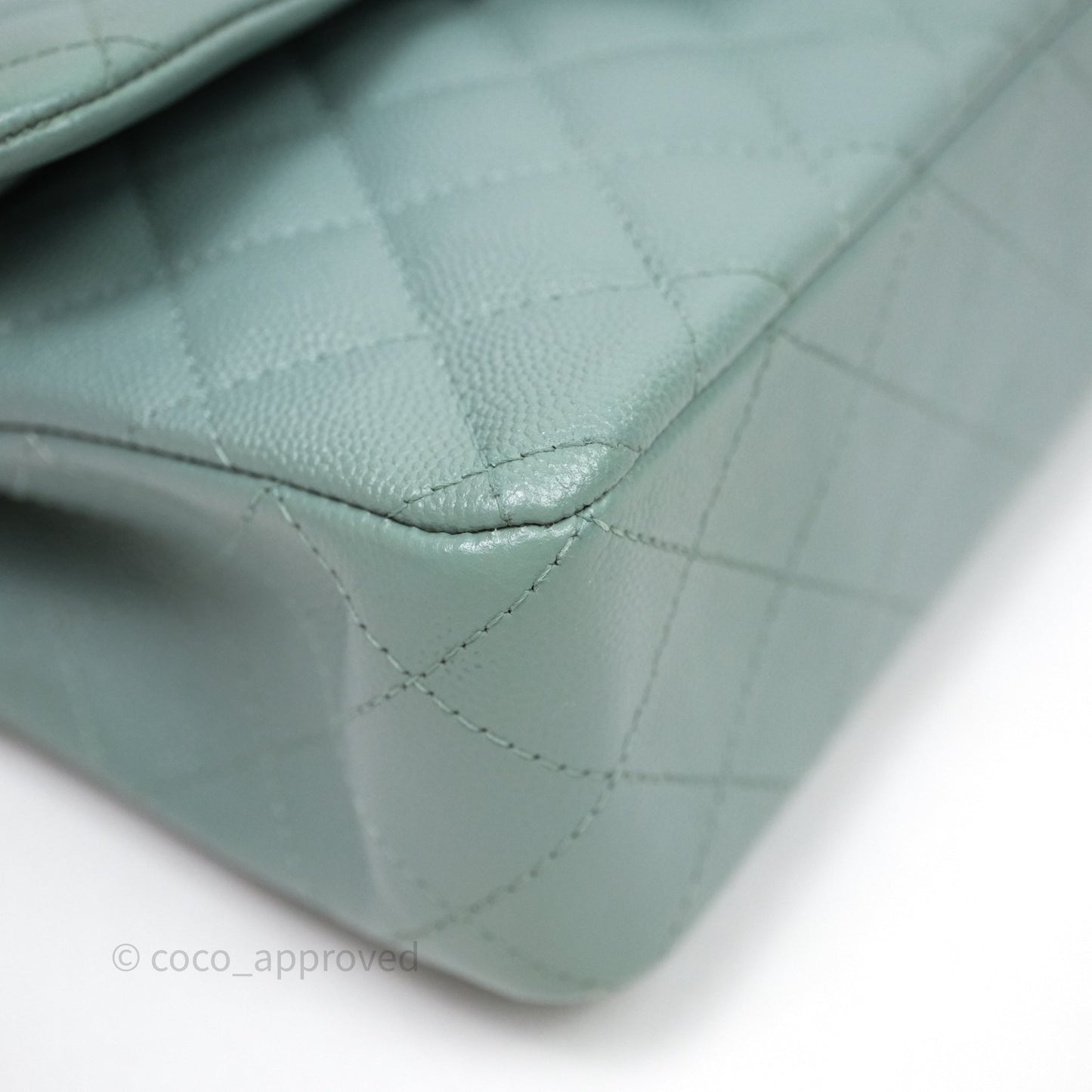 Chanel Small Quilted Classic Flap Tiffany Green Cavier Gold Hardware