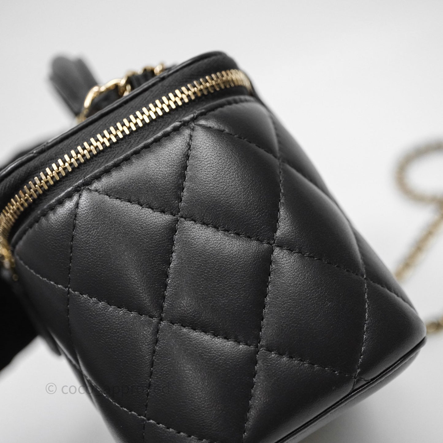 Chanel Trendy CC Vanity Rectangular Top Handle Dark Grey Lambskin Gold Hardware