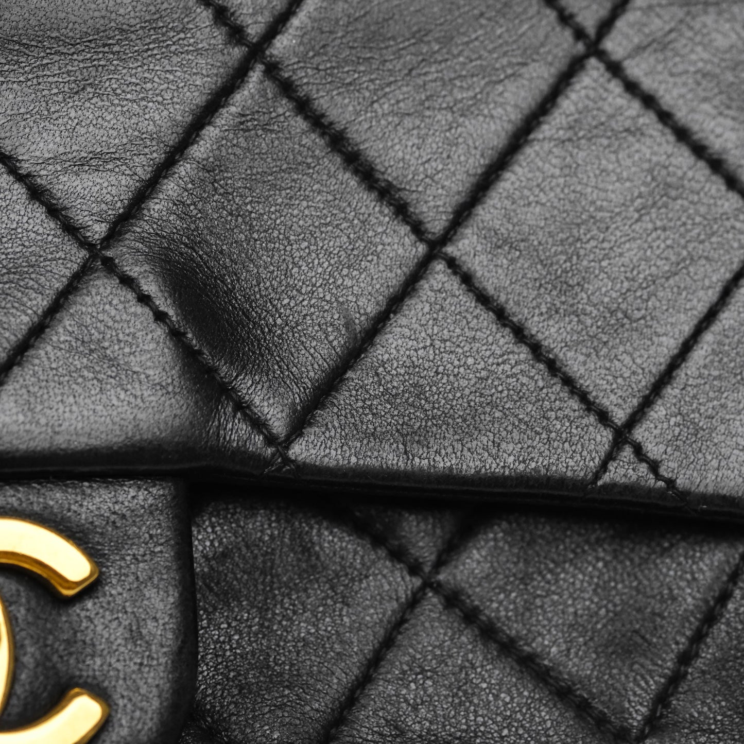 Chanel Vintage Mini Square Black Lambskin 24K Gold Hardware