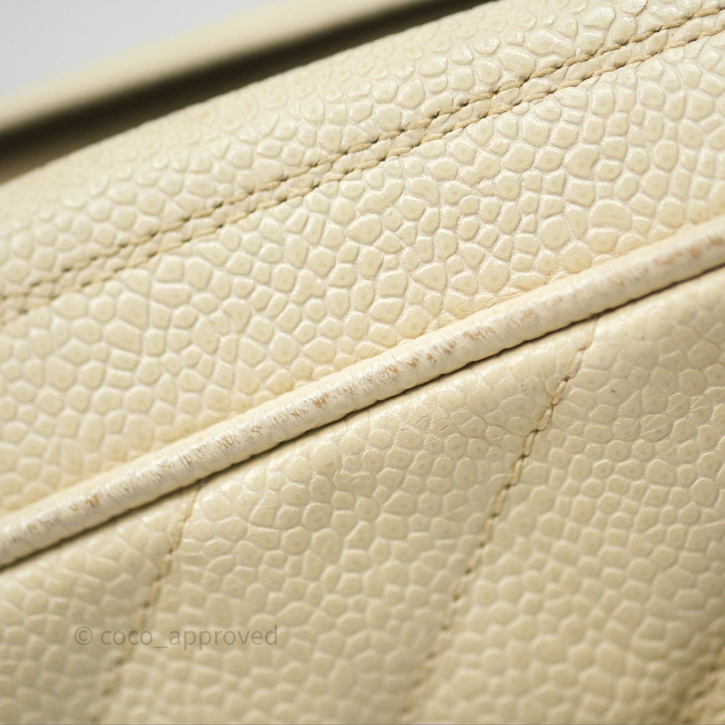 Chanel Vintage Chevron Camera Bag Light Beige Caviar Gold Hardware