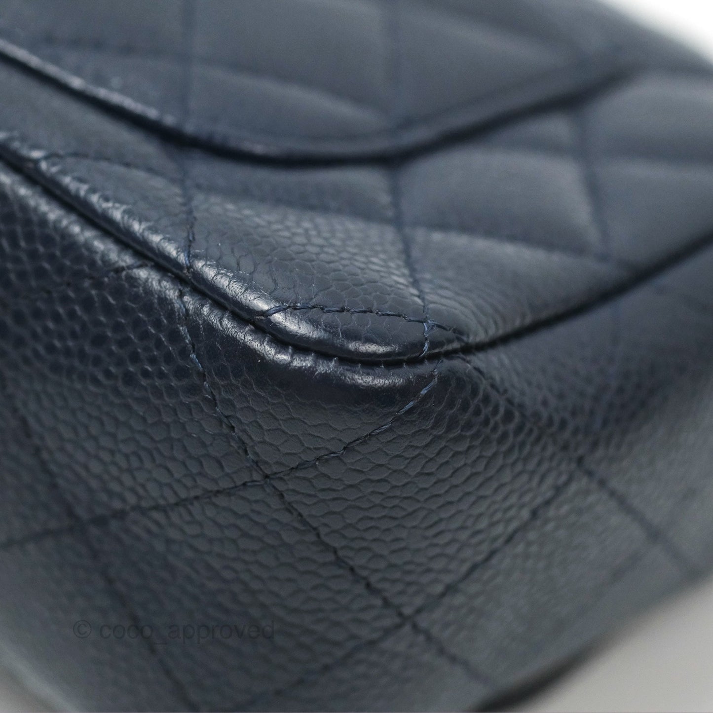 Chanel Quilted Mini Rectangular Flap Navy Caviar Silver Hardware