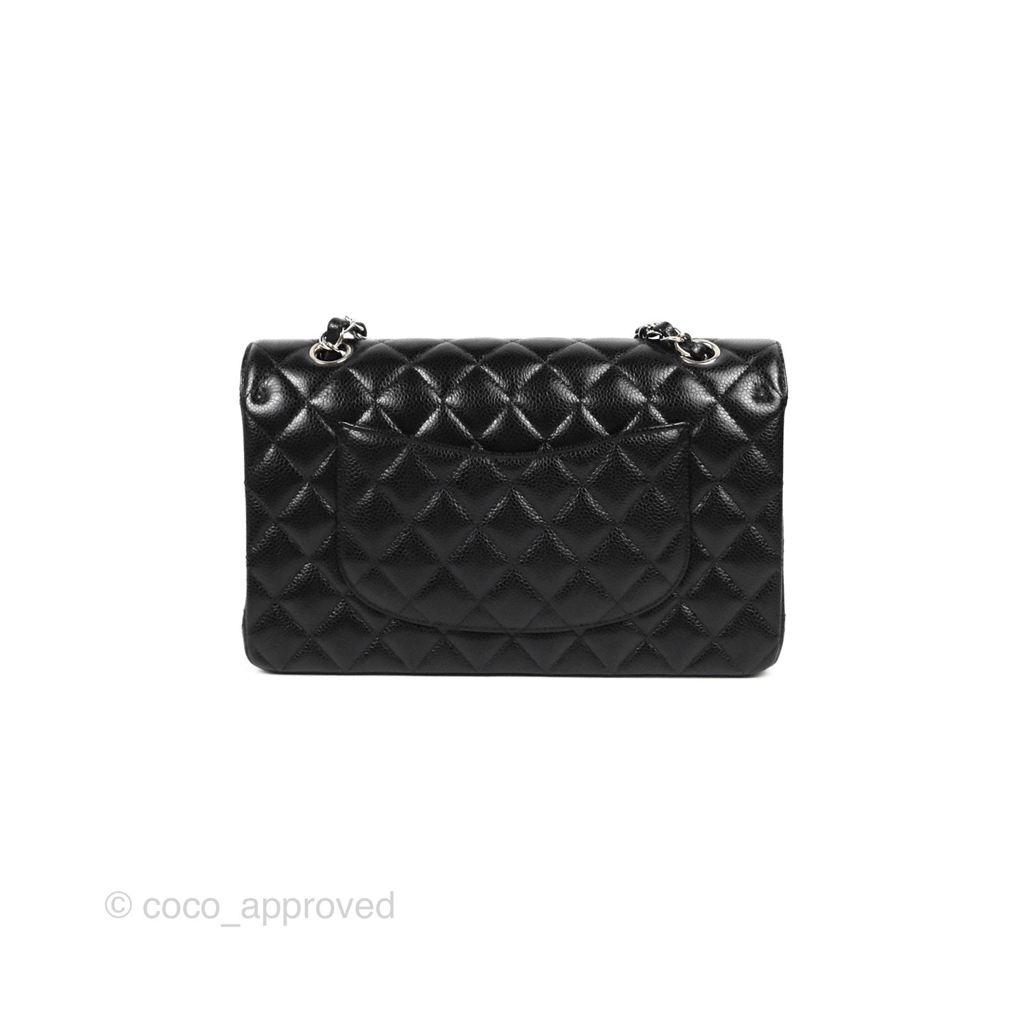 Chanel Classic M/L Medium Flap Quilted Black Caviar Silver Hardware