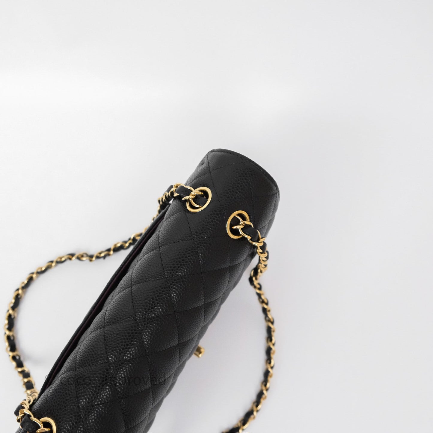 Chanel M/L Medium Classic Flap Quilted Black Caviar Gold Hardware