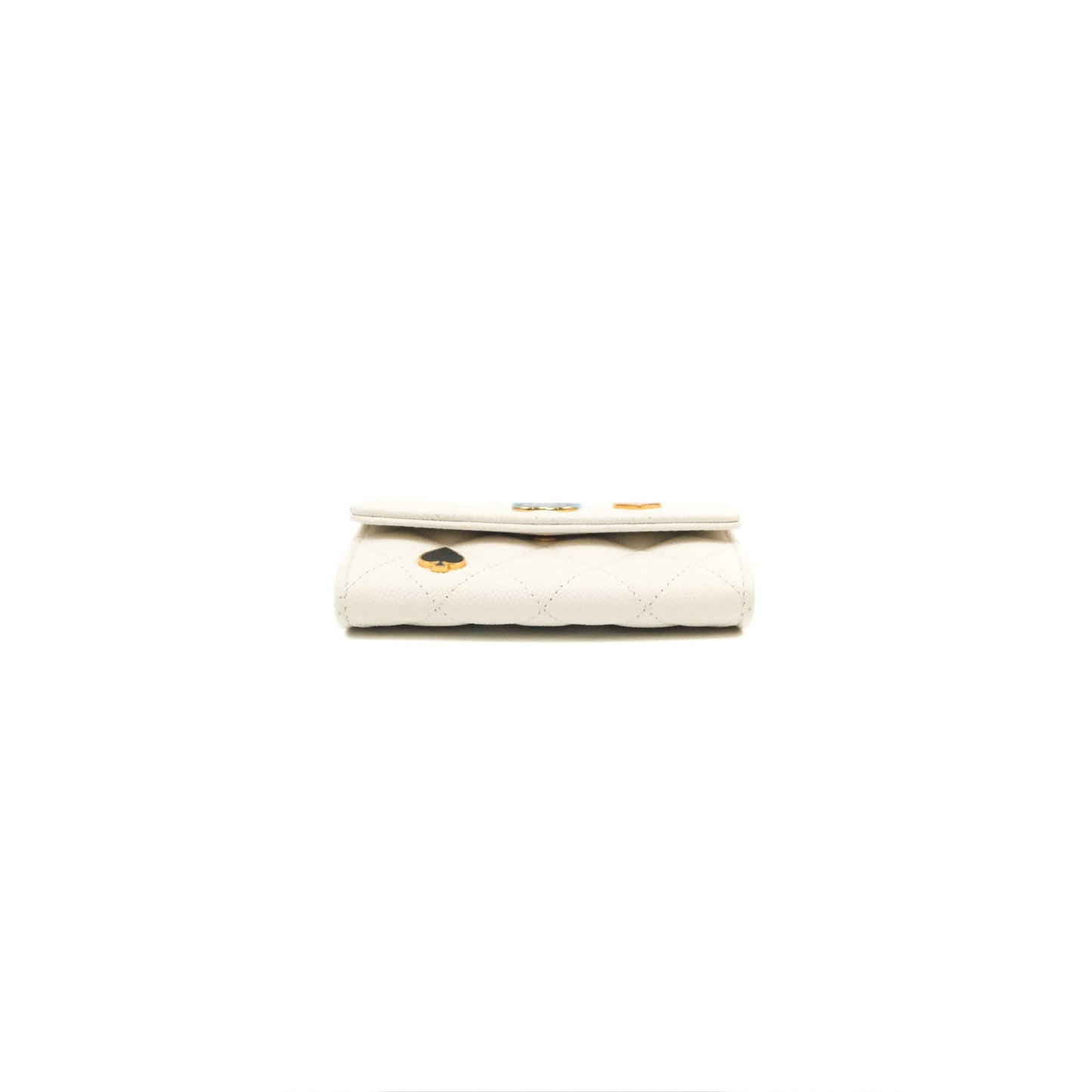Chanel Quilted Flap Coco Casino Card Holder Caviar White Gold Hardware