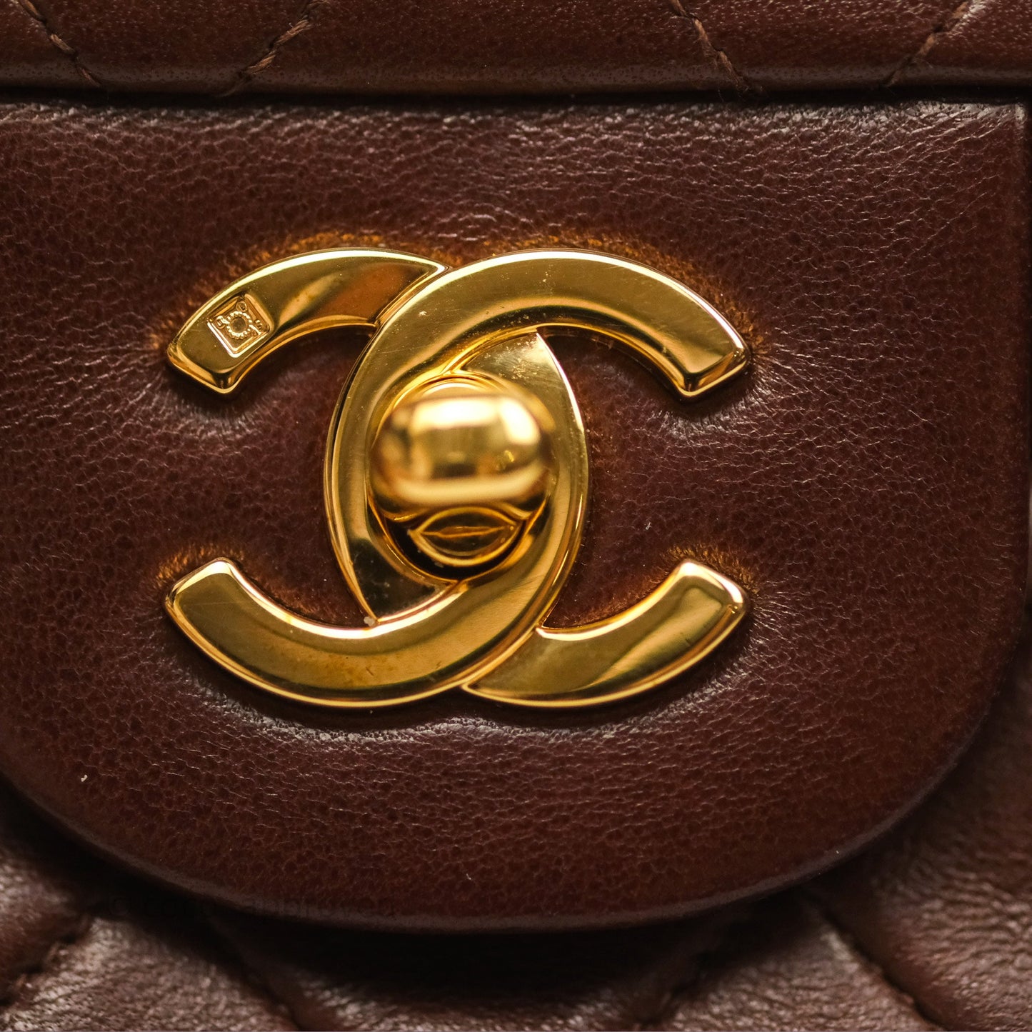 Chanel Vintage Small Classic Flap Brown Lambskin 24K Gold Hardware