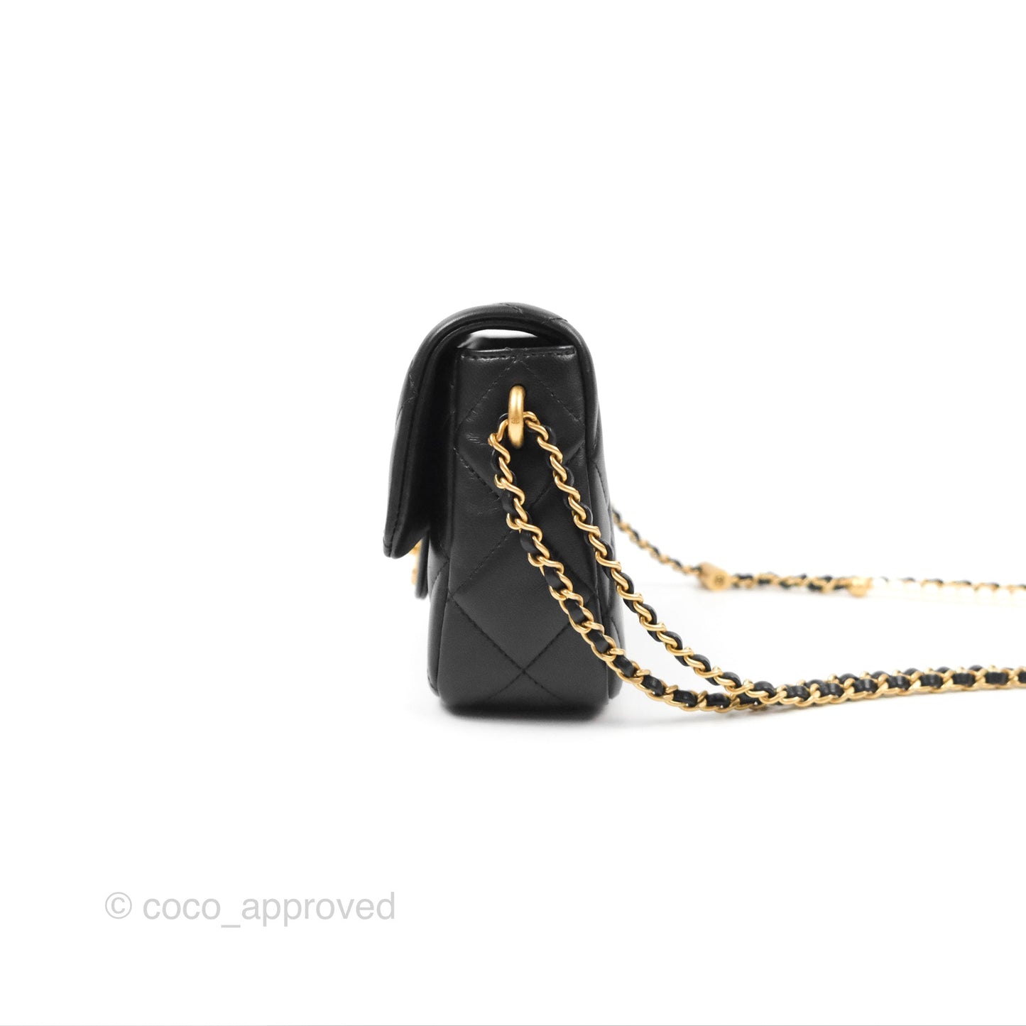 Chanel Quilted My Perfect Mini With Pearl Black Lambskin Gold Hardware