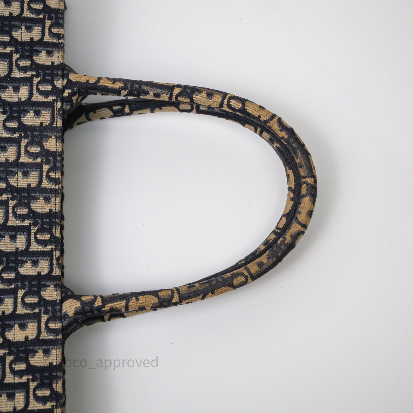 Christian Dior Medium Blue (Old Small) Dior Oblique Embroidery Canvas Book Tote
