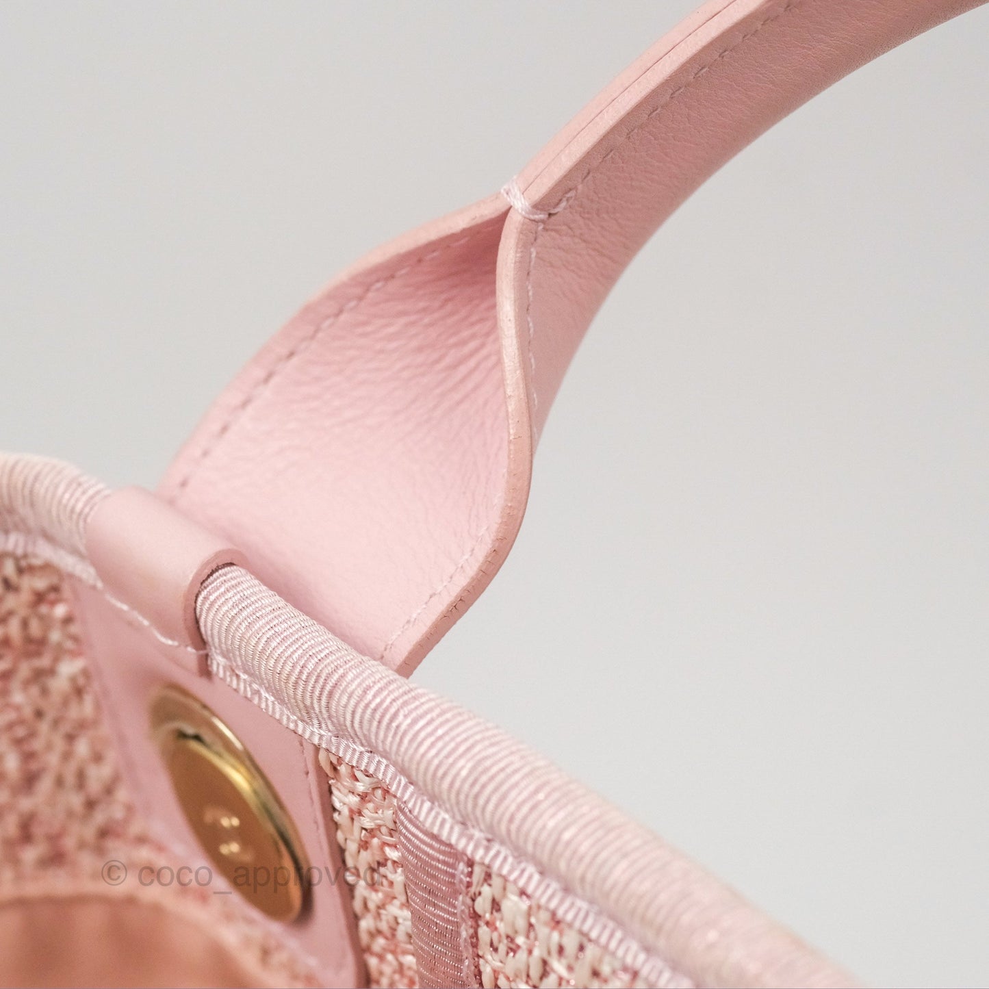 Chanel Large Deauville Tote Pink Woven Tweed Gold Hardware