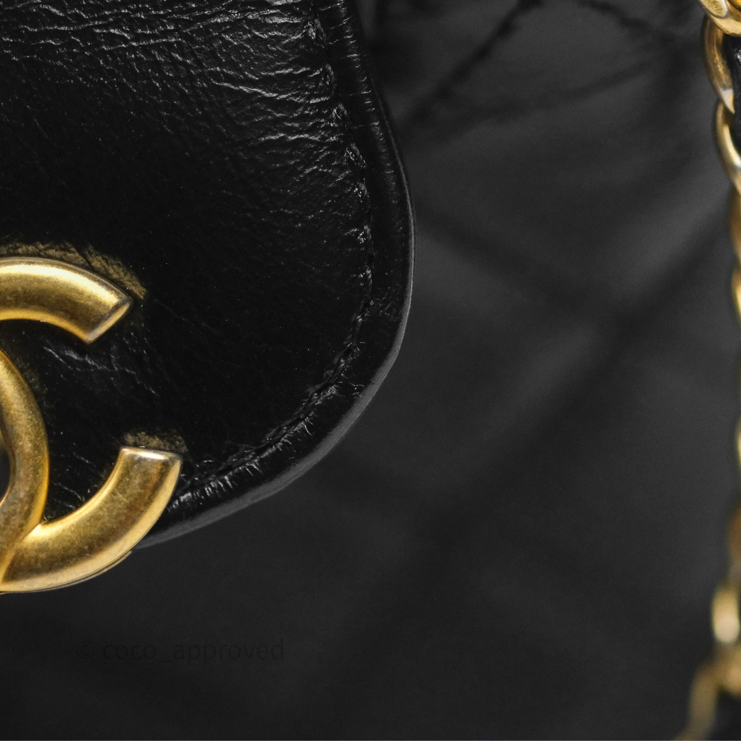 Chanel Mini Nano Kelly Bag Black Shiny Calfskin Aged Gold Hardware