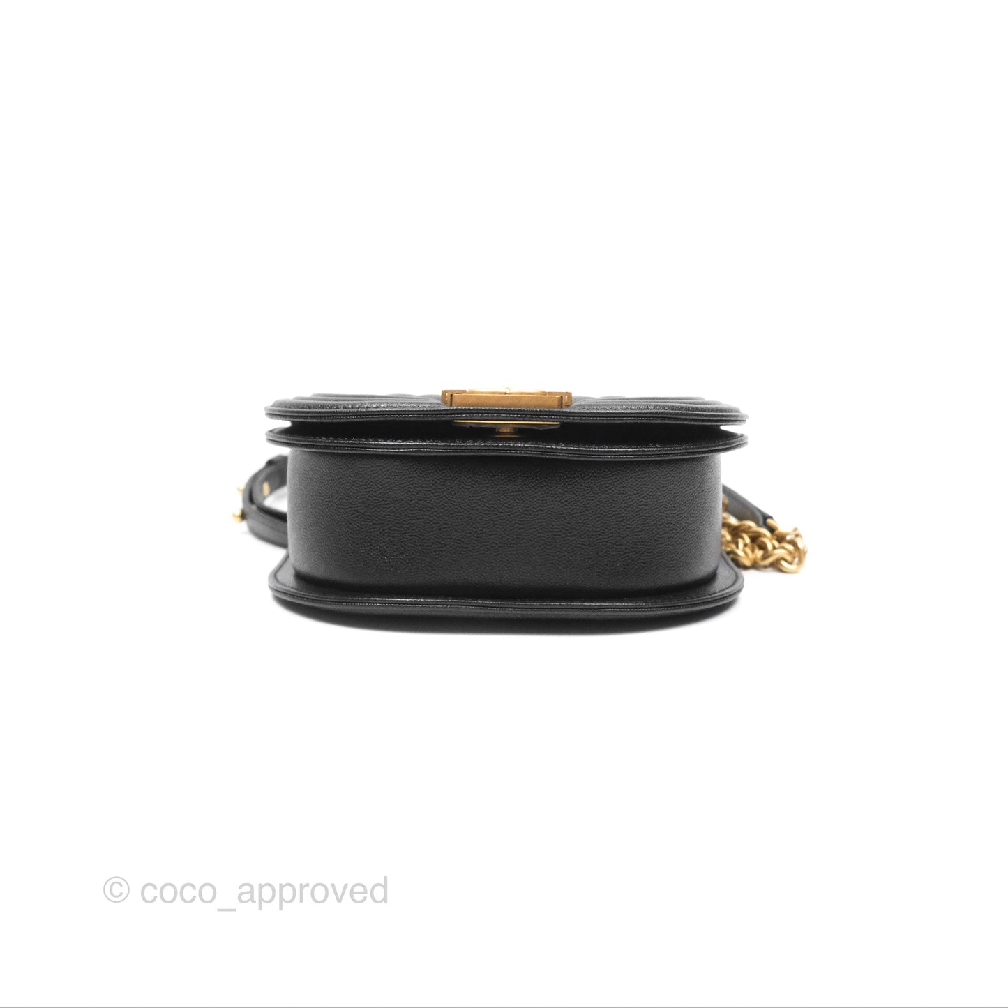 Chanel Boy Messenger Bag Black Caviar Aged Gold Hardware