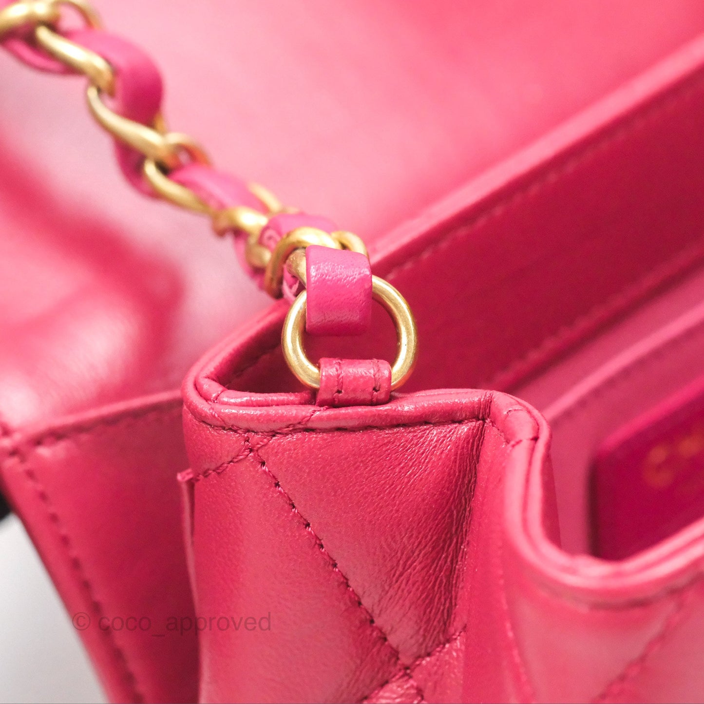 Chanel Diamond Lock CC Flap Bag Pink Lambskin Gold Hardware