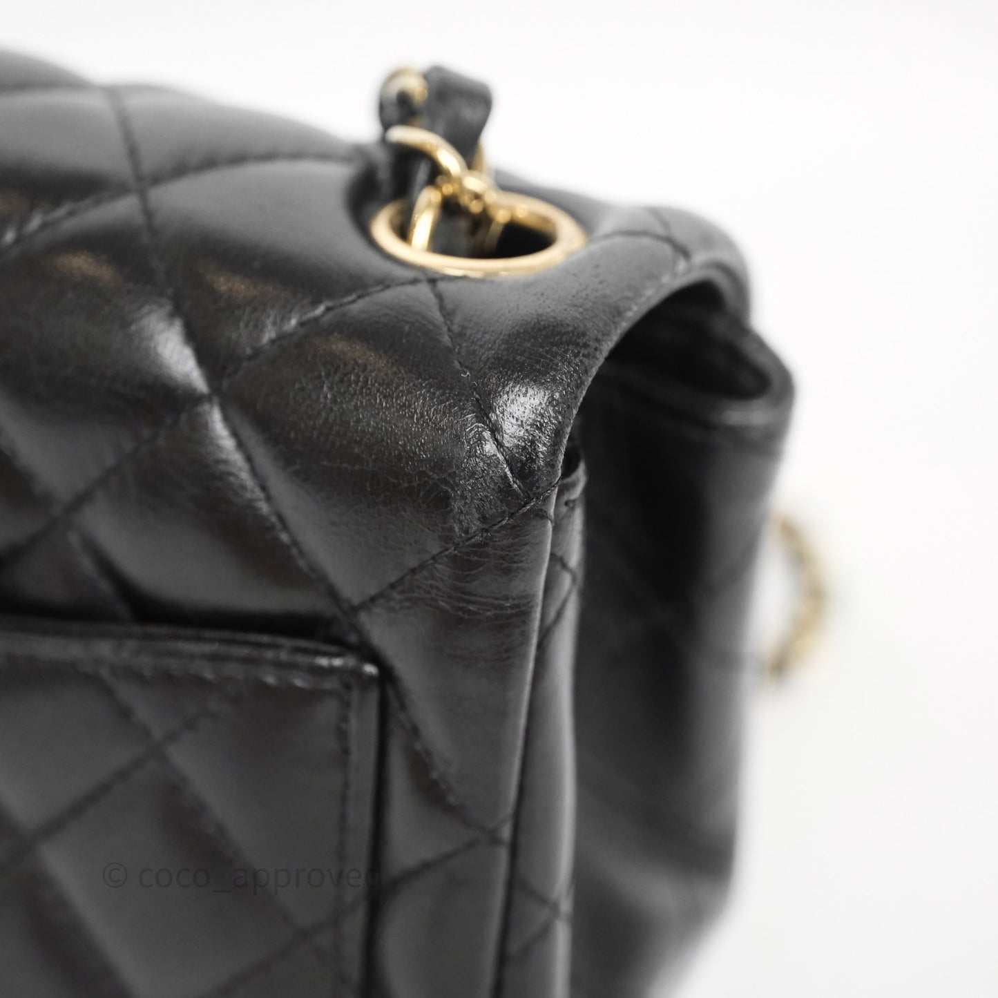 Chanel Mini Square Quilted Black Lambskin Gold Hardware