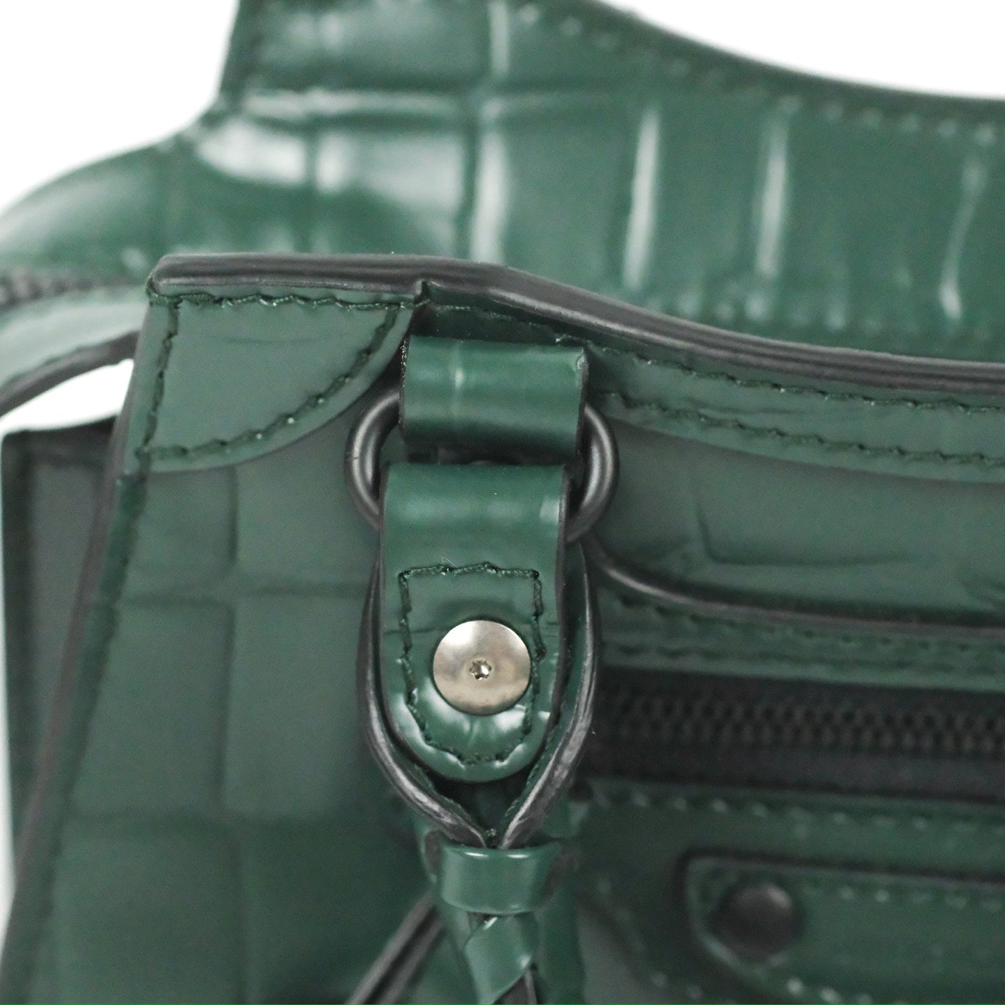 Balenciaga Mini Neo Classic City Bag Green Croc Embossed
