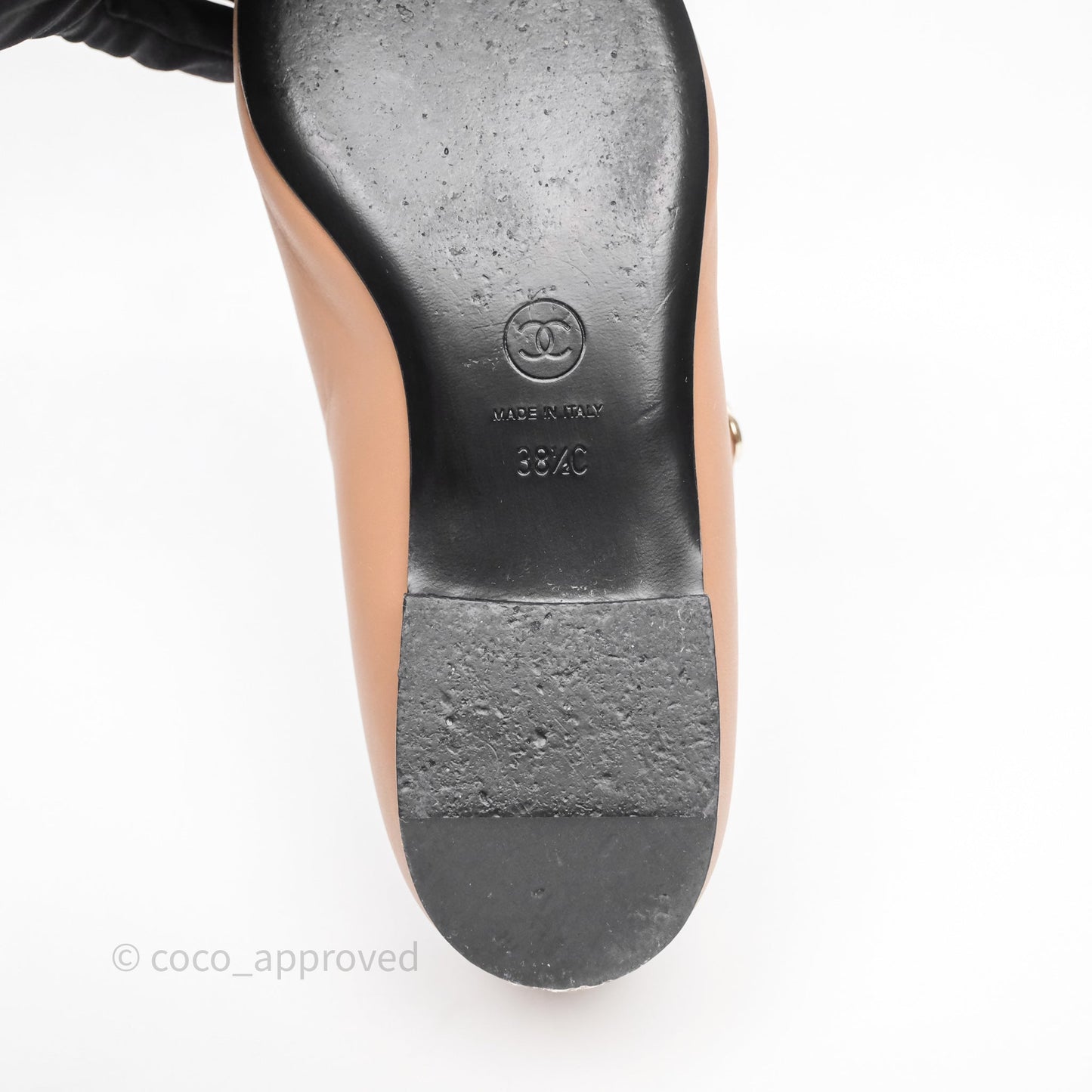 Chanel Crystal CC Flats Dark Beige/ Black Size 38.5