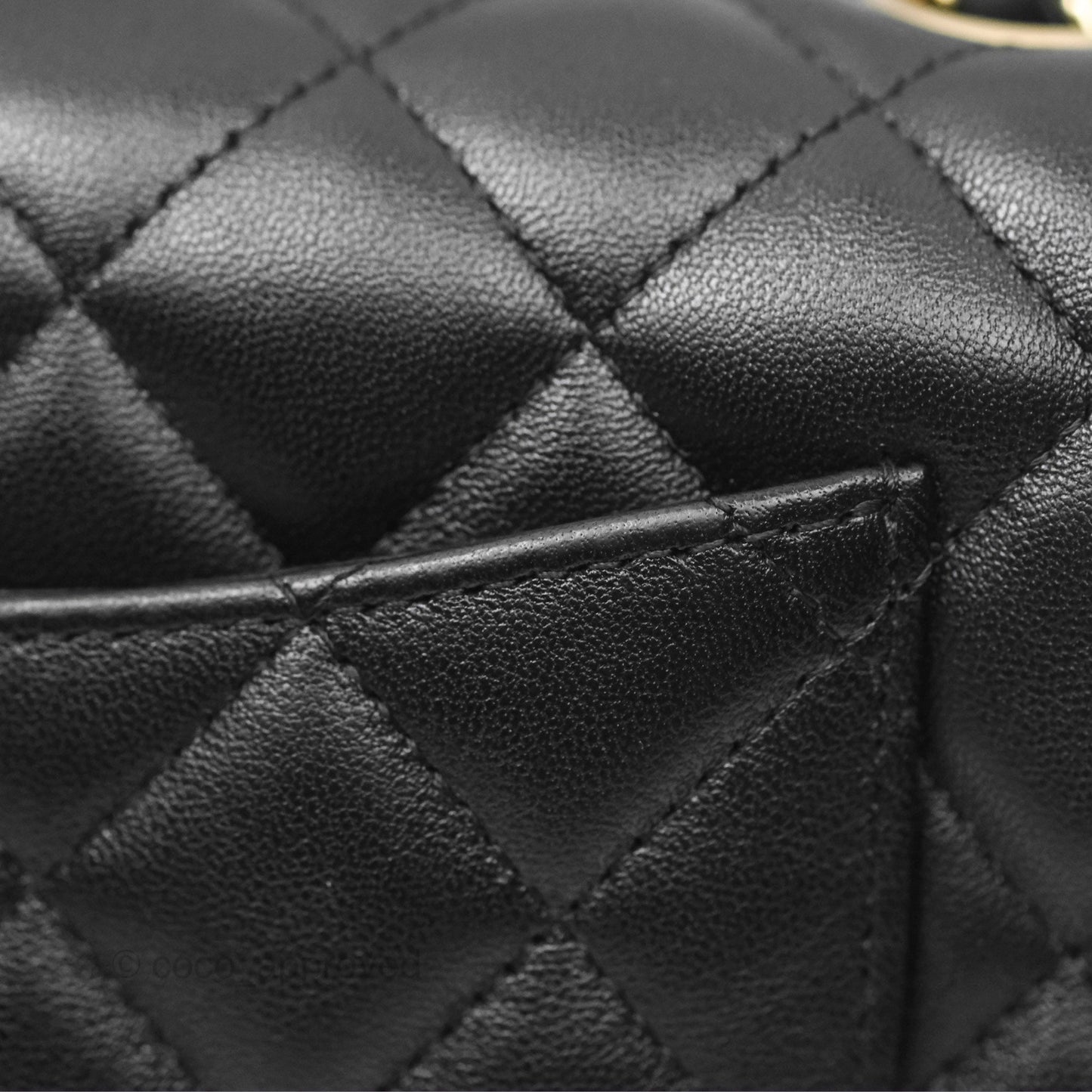 Chanel Mini Rectangular Quilted Black Lambskin Gold Hardware