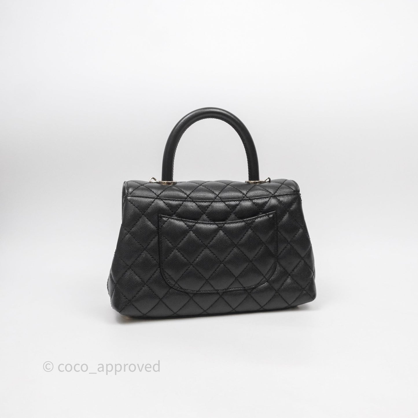Chanel Small Quilted Coco Handle Black Caviar Gold Hardware