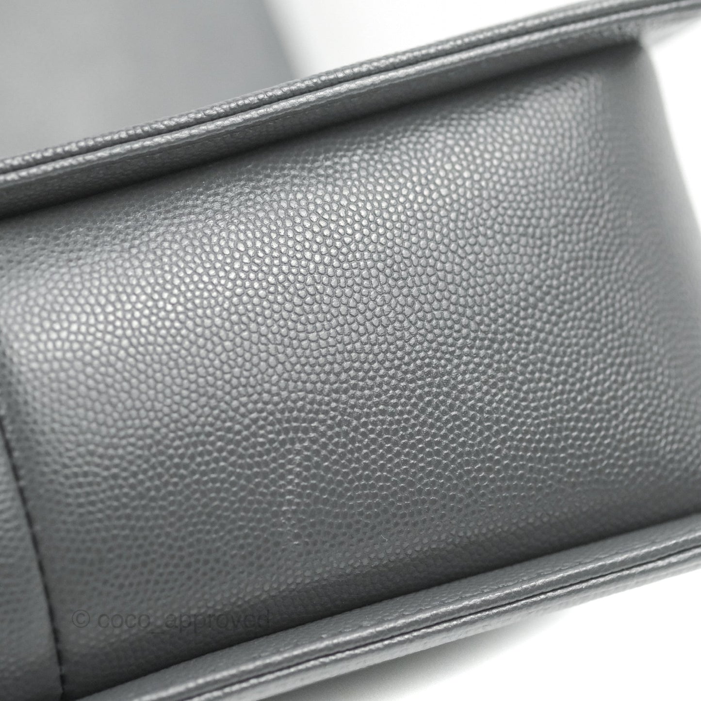Chanel Chevron Medium Boy Dark Grey Caviar Aged Gold Hardware