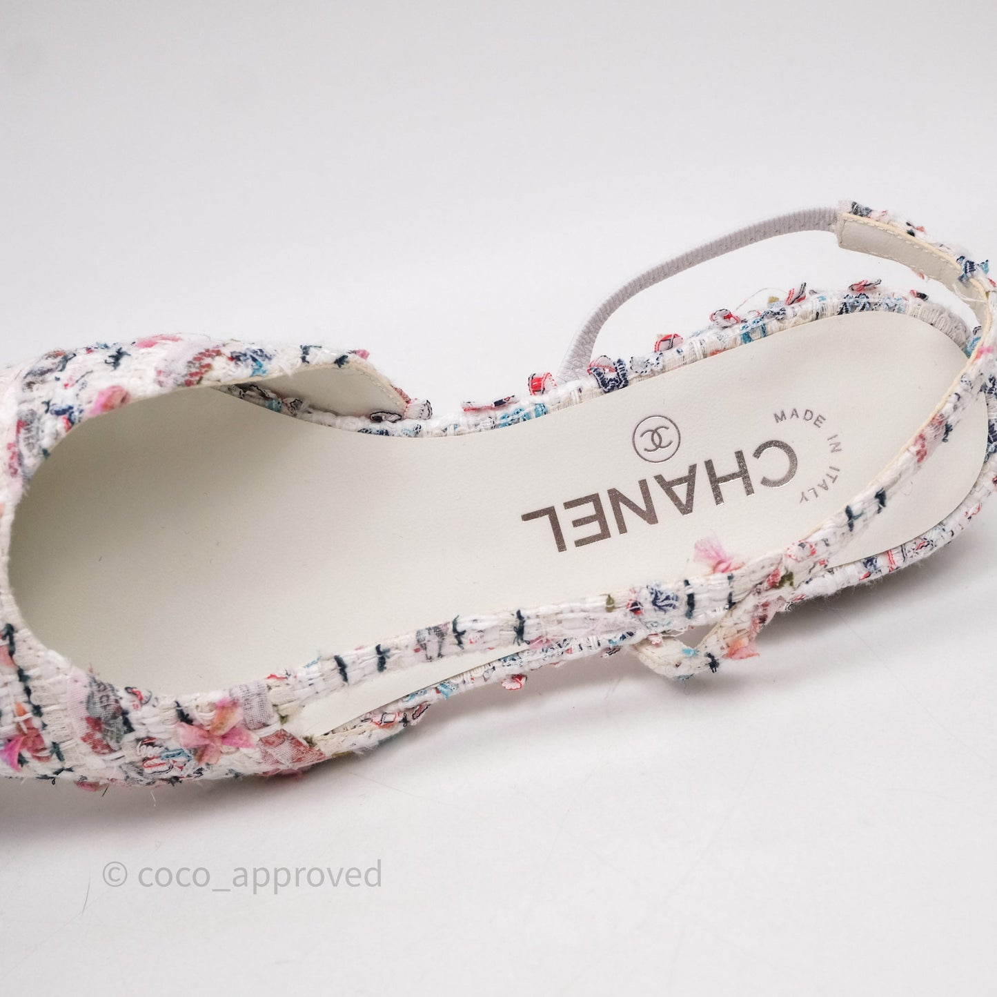 Chanel CC Slingback Flats Pink Tweed Size 39